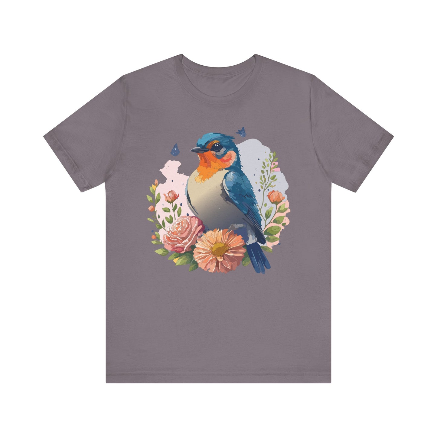 Floral Bird Tee, Animal Shirt, Bird Shirt, Floral Tee, Flower T-shirt, T-Shirt with Animal