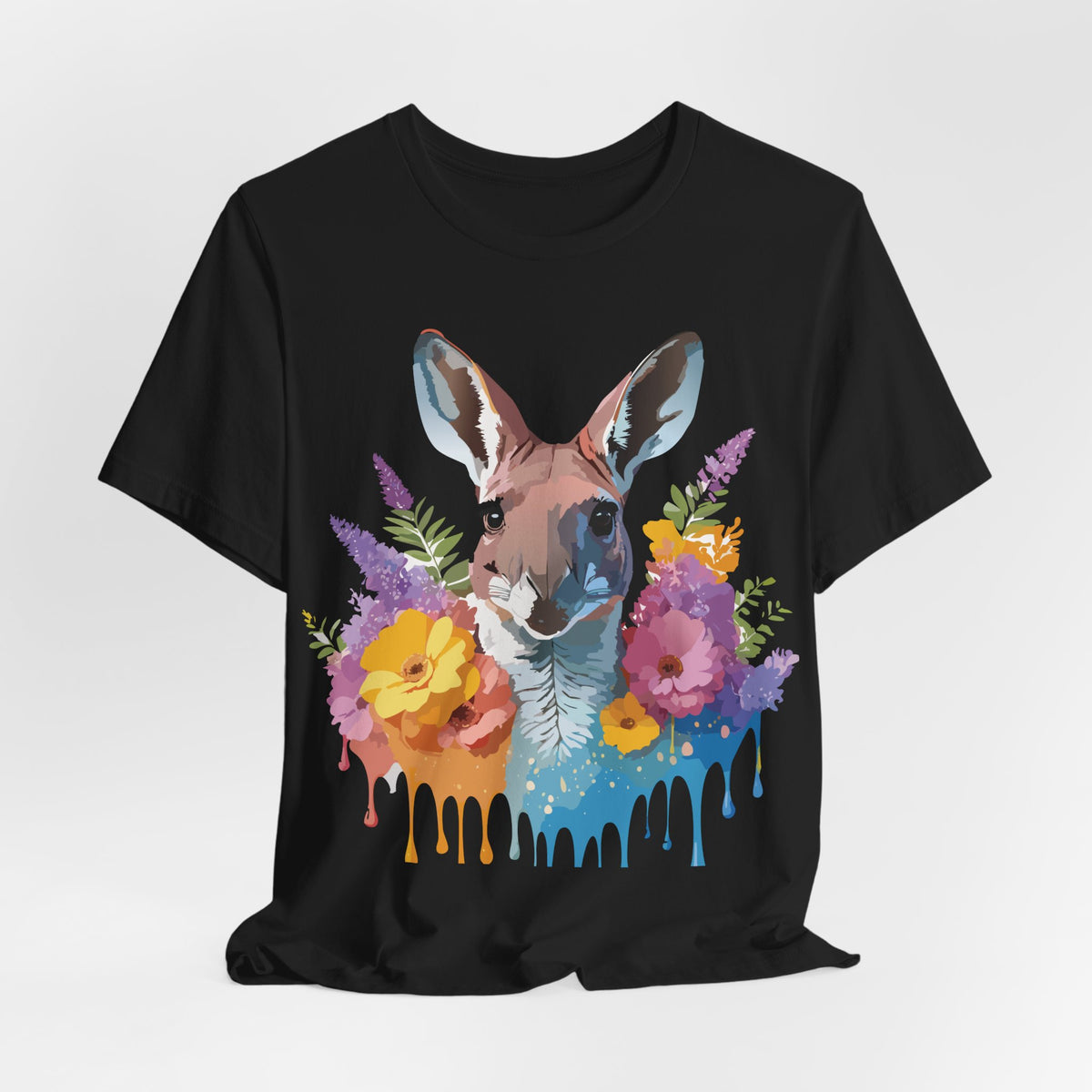 Kangaroo Graphic Unisex Cotton Bella+Canvas Tee with Art Animal Design e37