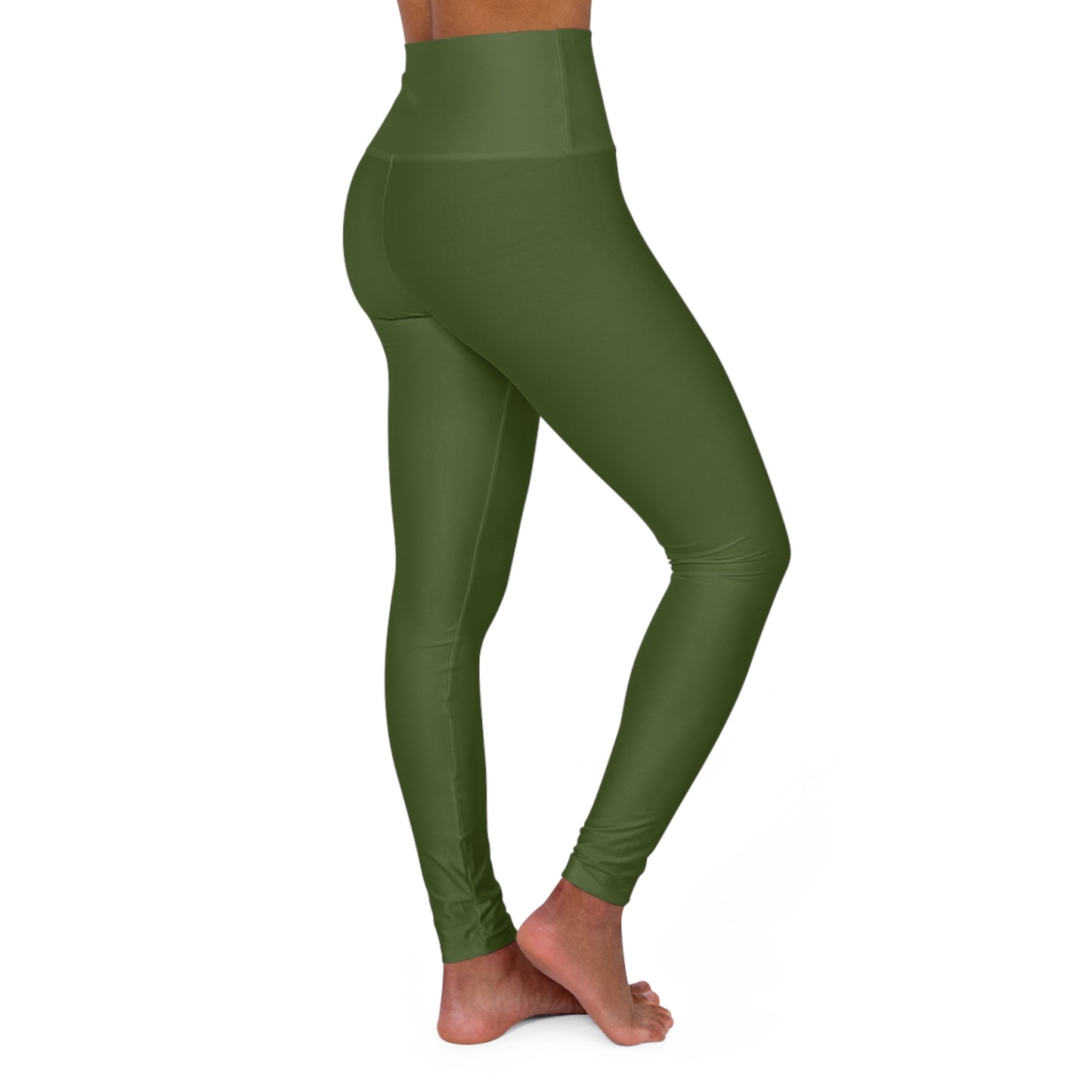 Olive Leaf Color High-Waist Yoga Leggings Women's Seamless Poly-Span Stretchy Pants XS-2XL