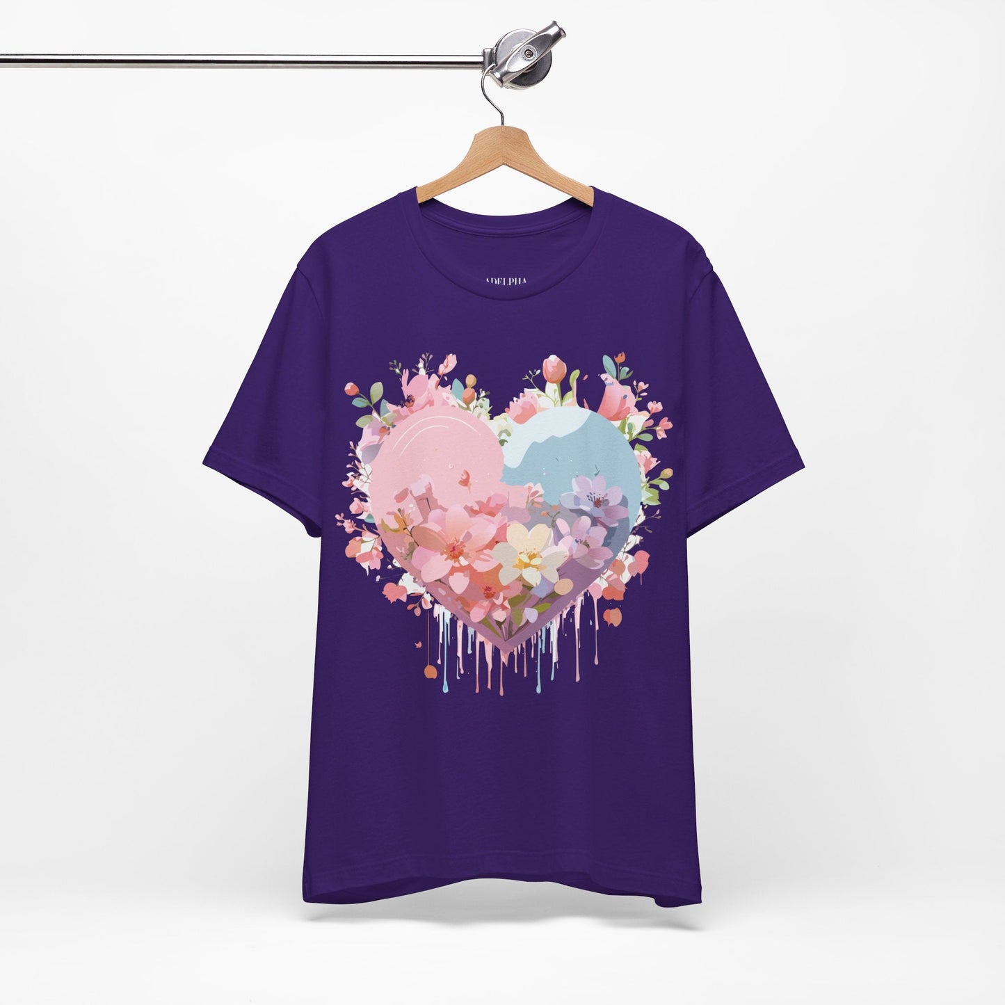 Valentine Day Graphic Unisex 100 Cotton Vintage Artwork with Love and Flower Design Tee 30