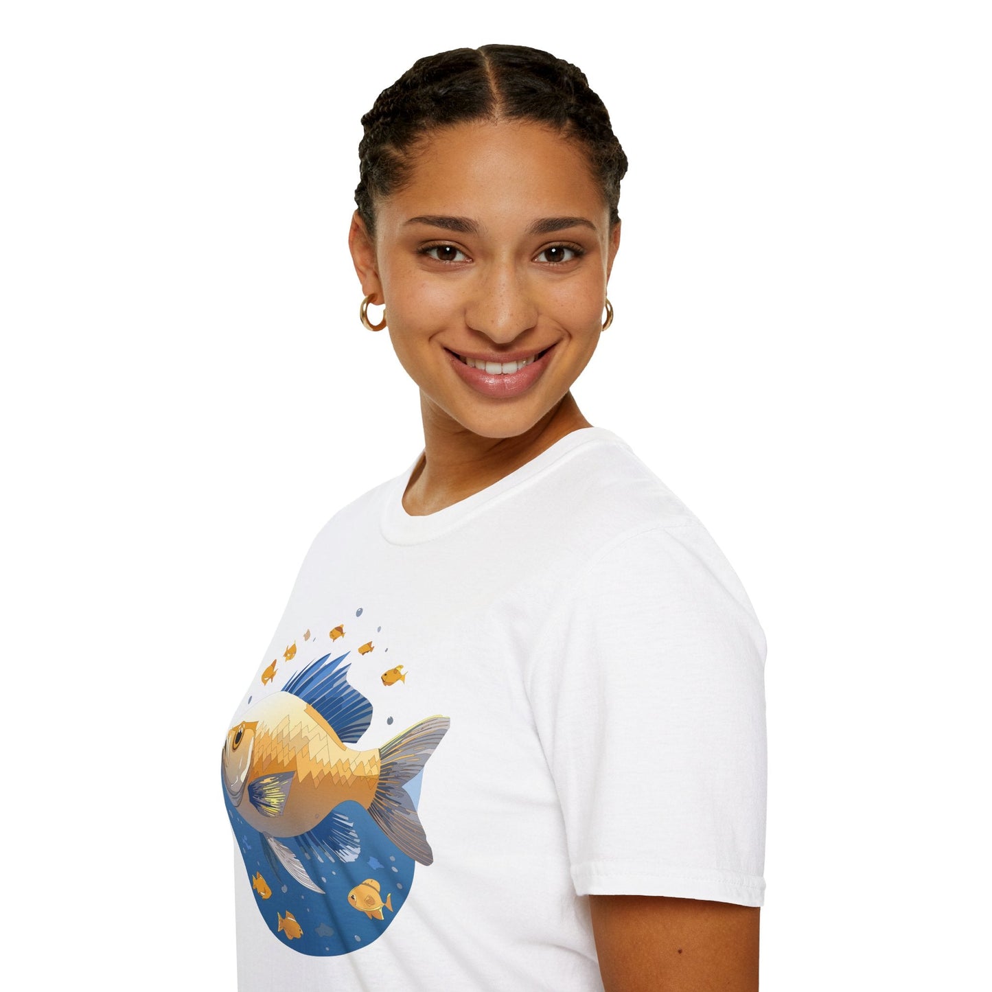 Fish Art Graphic Tee Shirt Unisex Gildan Softstyle 64000 100 Percent Ring Spun Cotton