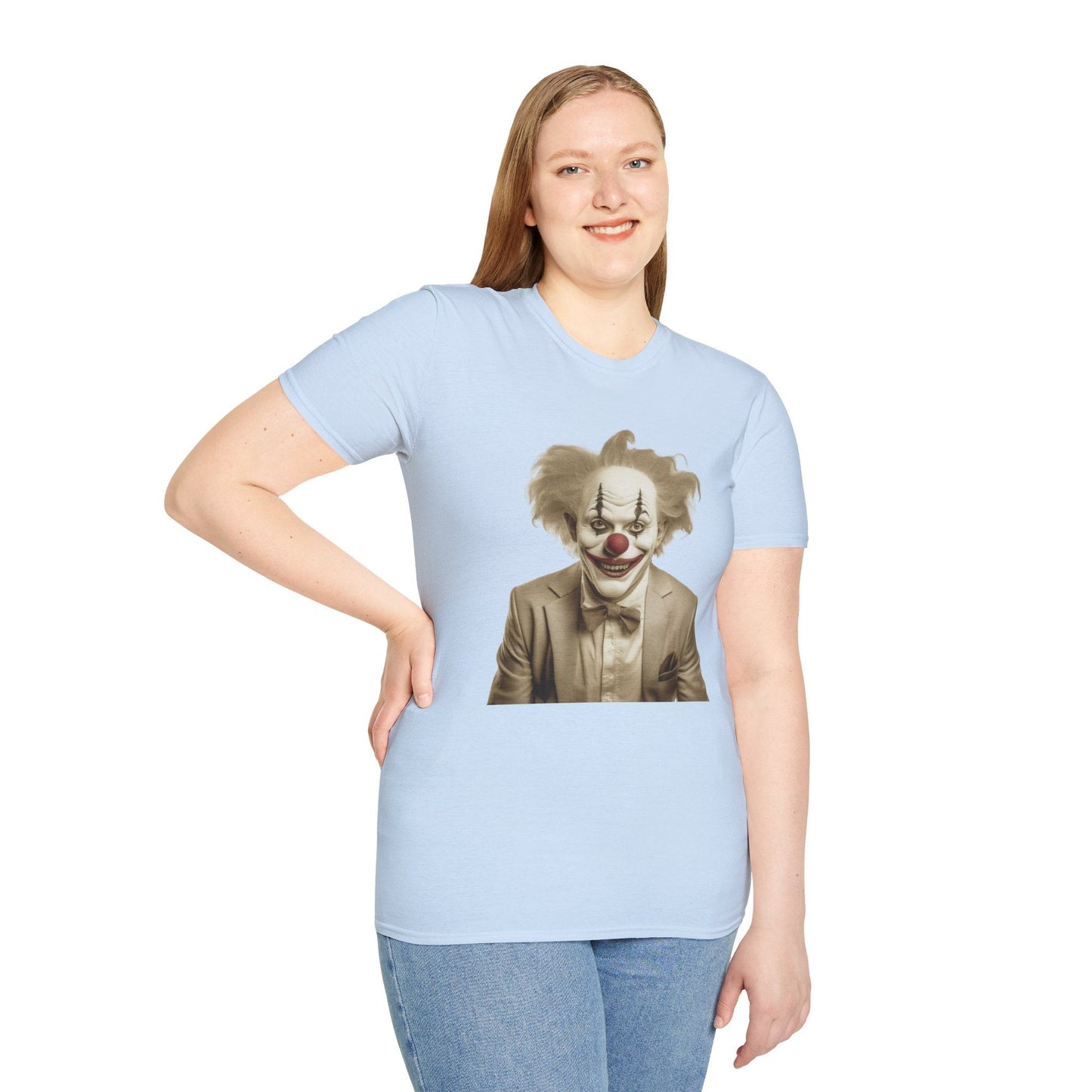 Unisex Clown Shirt Funny Man Circus Tee Softstyle 64000 Cotton Gildan Tee Lightweight Breathable