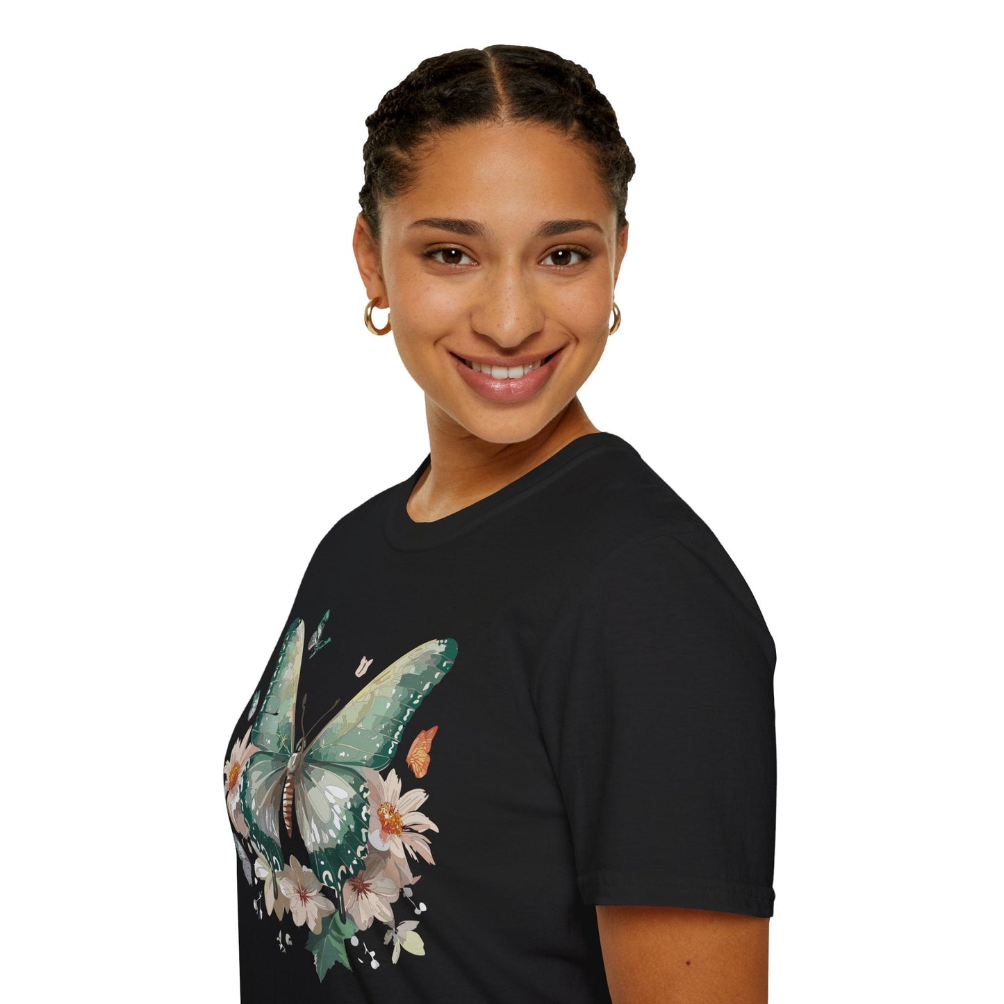 Butterfly T Shirt Unisex Softstyle Tee 100 Percent Ring Spun Cotton Monarch Design Premium Comfort
