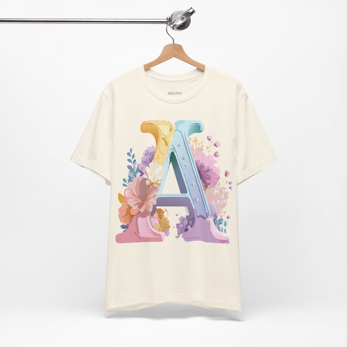 Letter A Graphic Tee Unisex Short Sleeve Shirt Vintage Inspired Artwork By Adelpha