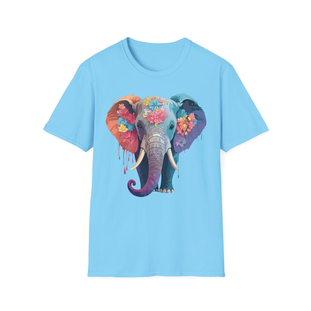 Colorful Floral Elephant T-Shirt | Watercolor Elephant Tee
