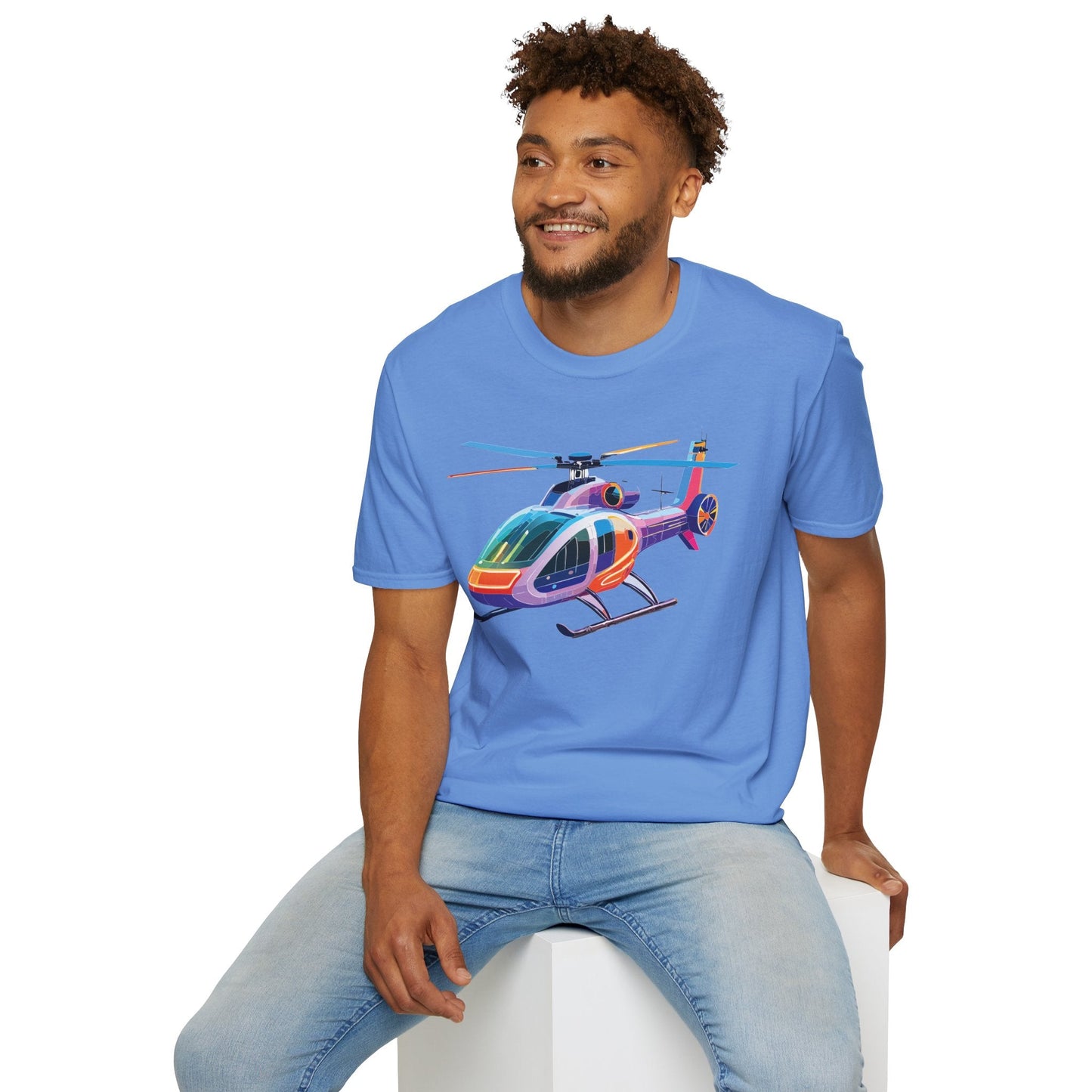 Chopper Helicopter Graphic Unisex Cotton Softstyle Short Sleeve Tee 7
