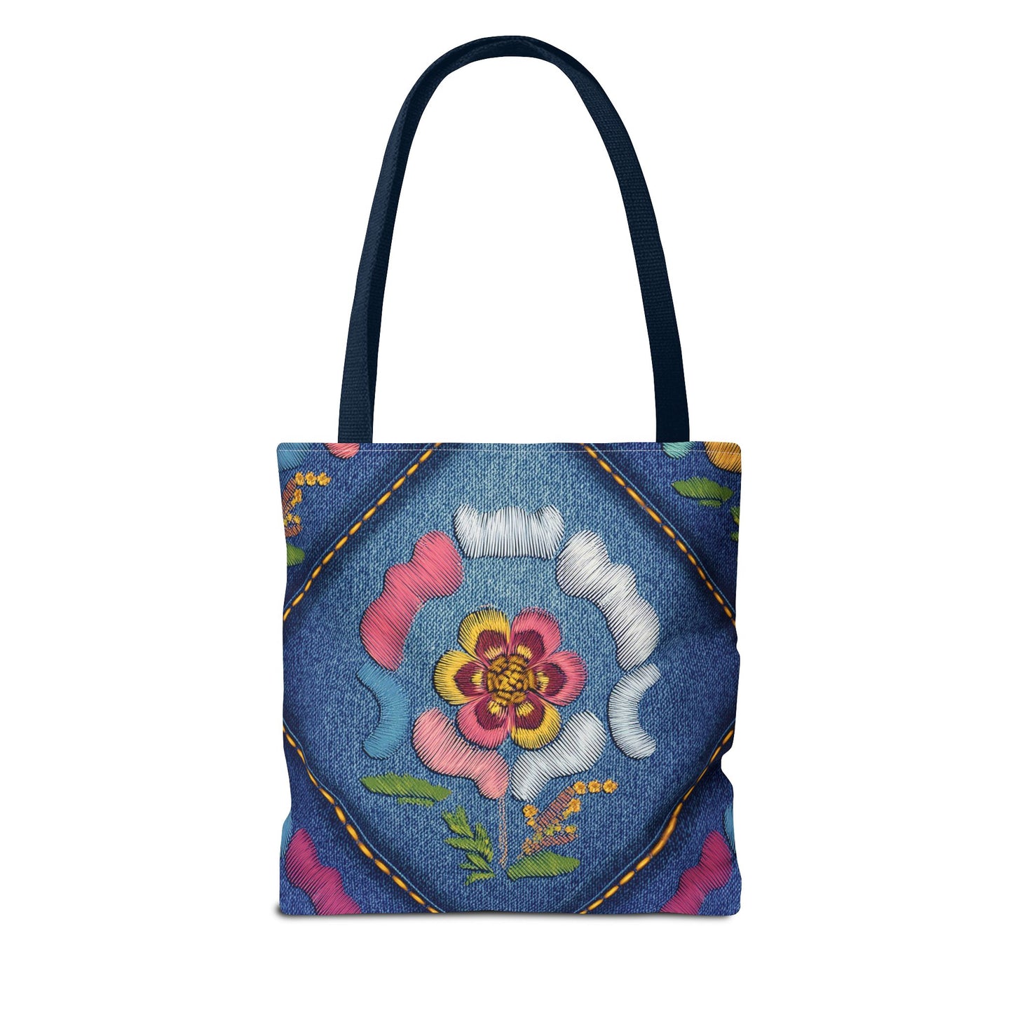 Denim Fabric Imitation Print Unisex Canvas Bag Poly Spun 3 Sizes Tote Bag 159-4