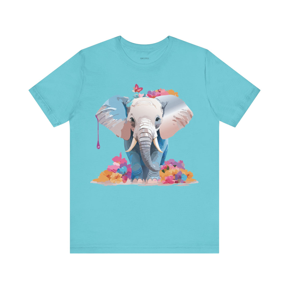 Elephant Graphic Unisex Cotton Bella+Canvas Tee with Art Animal Design e123