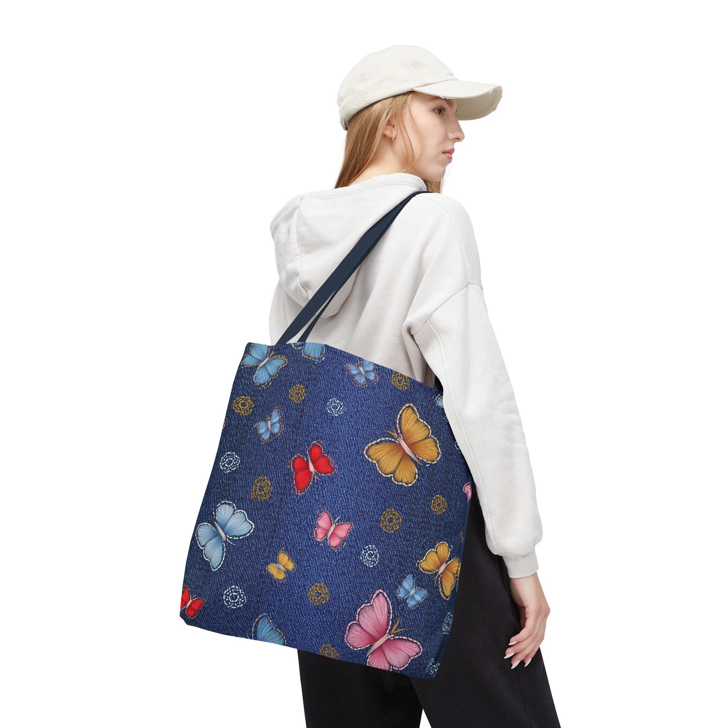 Denim Fabric Imitation Print Unisex Canvas Bag Poly Spun 3 Sizes Tote Bag 169