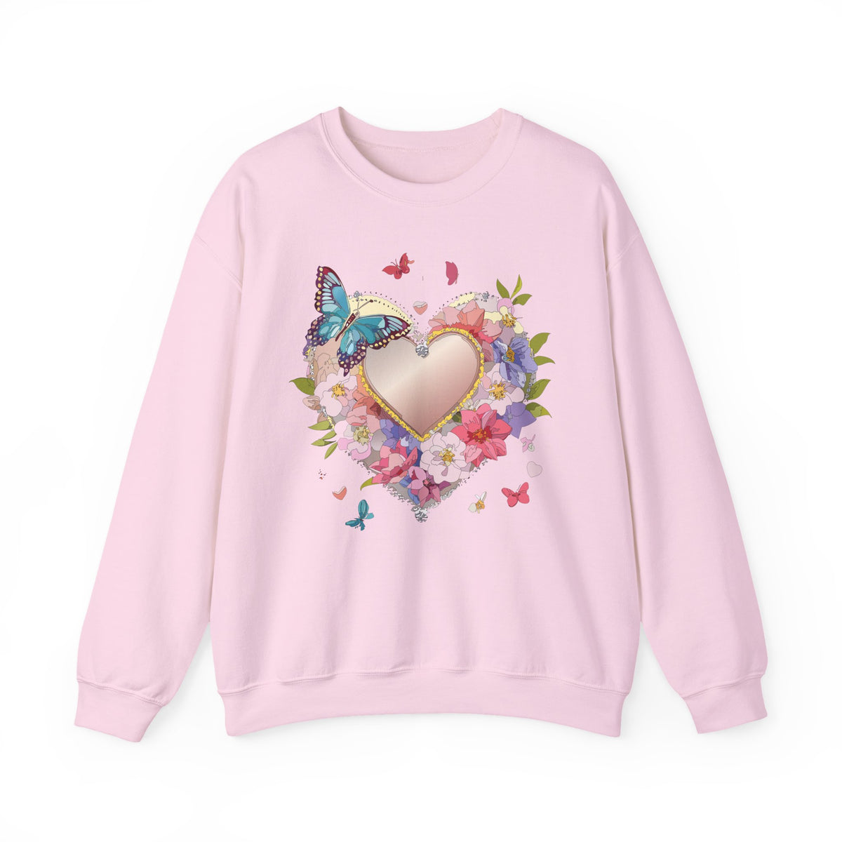 Floral Heart Love Graphic Valentine's Day Sweatshirt Unisex 50/50 Cotton-Poly Sweatshirt w37