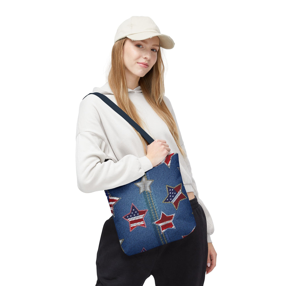 4th of July Graphic Denim Fabric Imitation Print Unisex Canvas Bag Poly Spun 3 Sizes Tote Bag 200-9