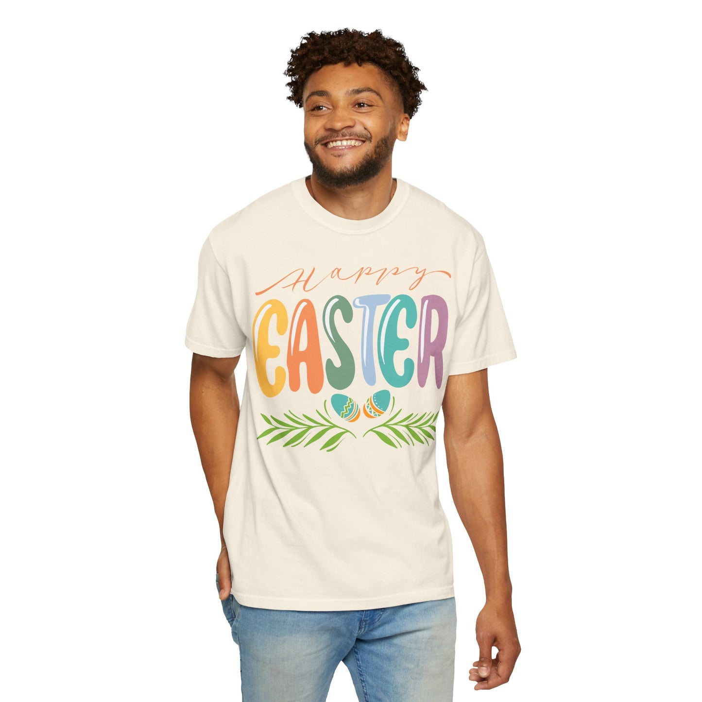Happy Easter T-Shirt, Tee Shirt with Easter Signature, T Shirt with Easter Prints, Tee Shirt with Easter Design
