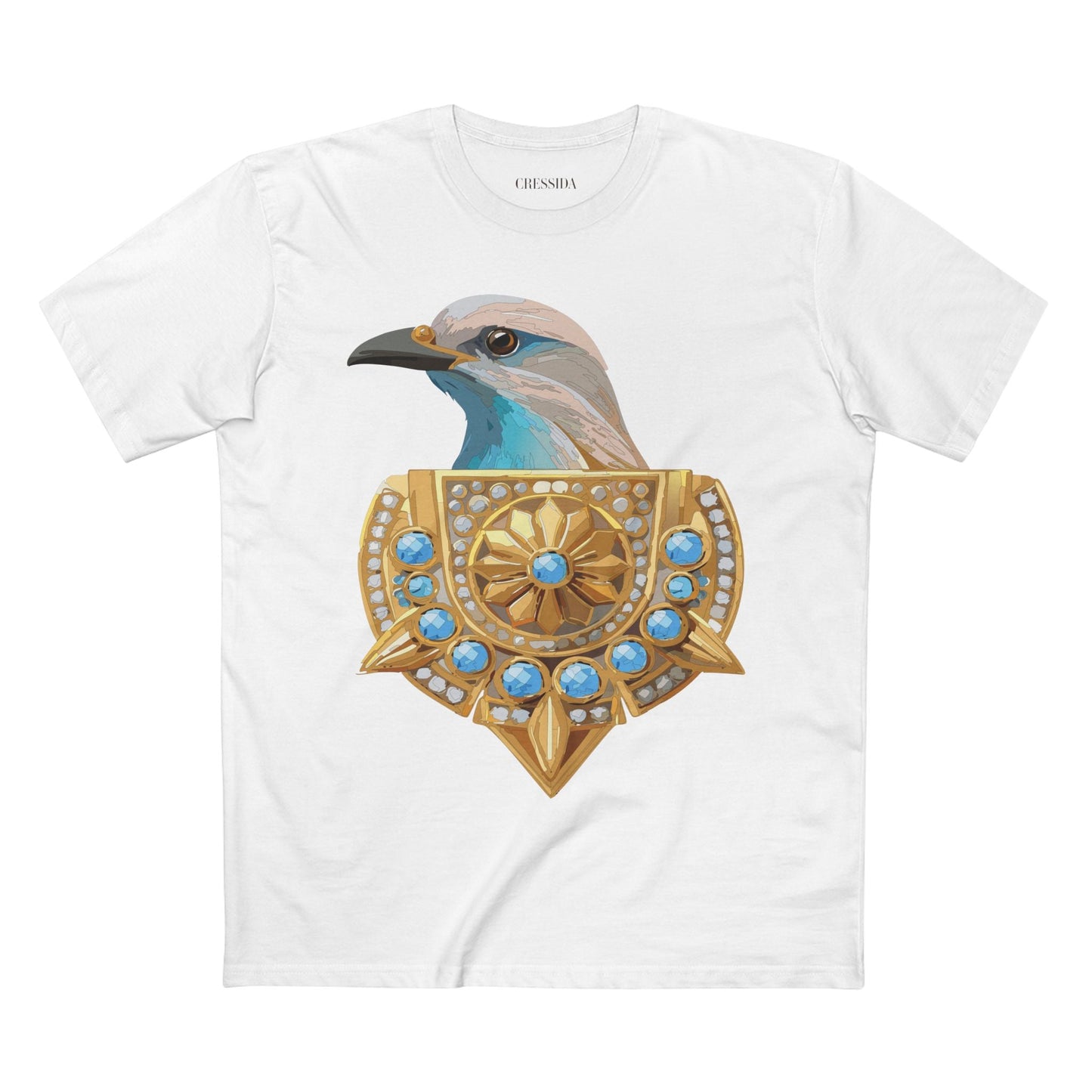 Bird Graphic Unisex 100 Cotton Tee With Unique Animal Golden Medallion Art Design 16