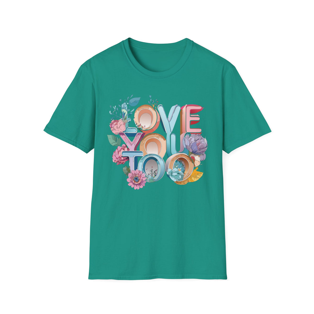 Love You Floral Typography T-Shirt | Pastel Retro Letters