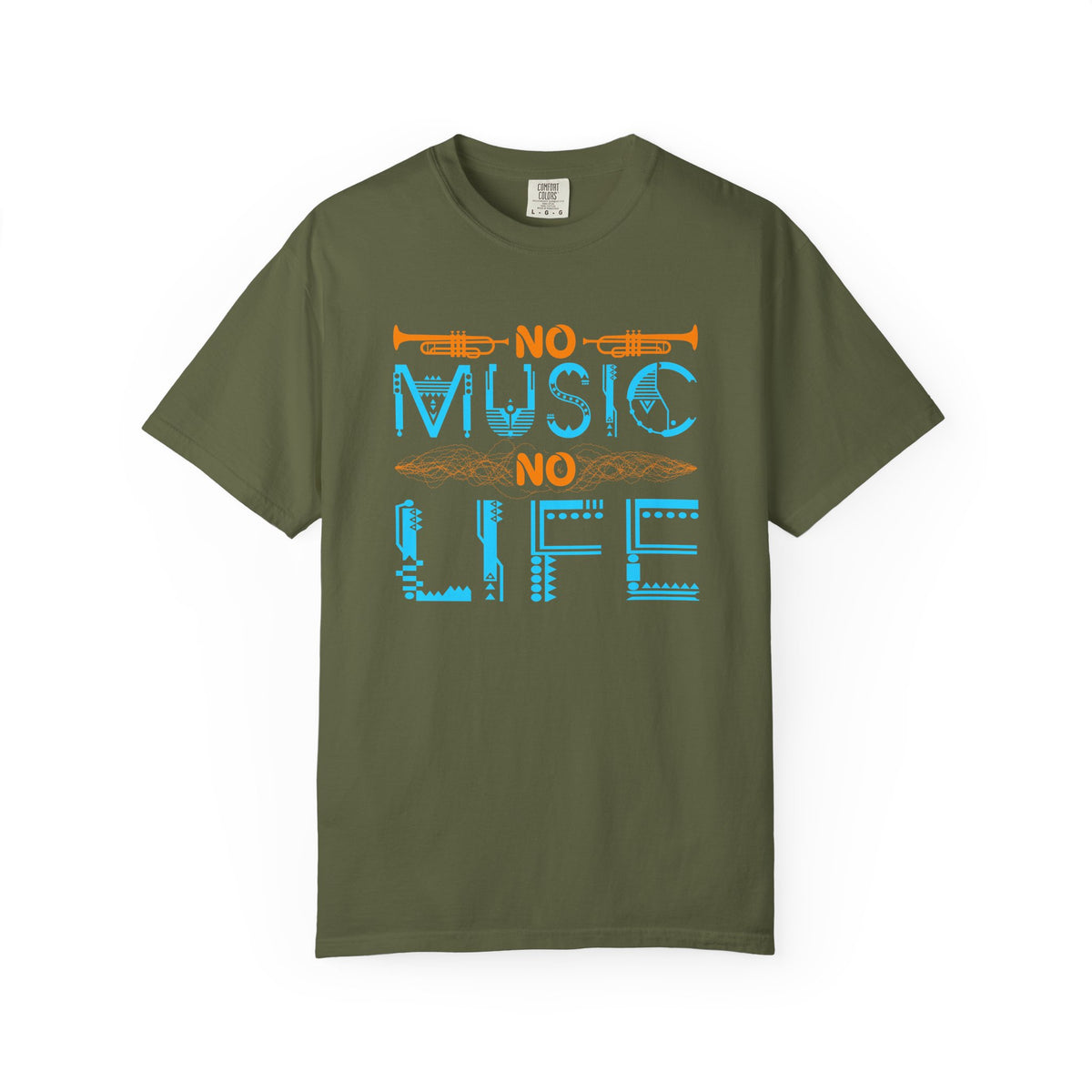 No Music No Life T-shirt Musical Instruments Typography Unisex Cotton Tee 077