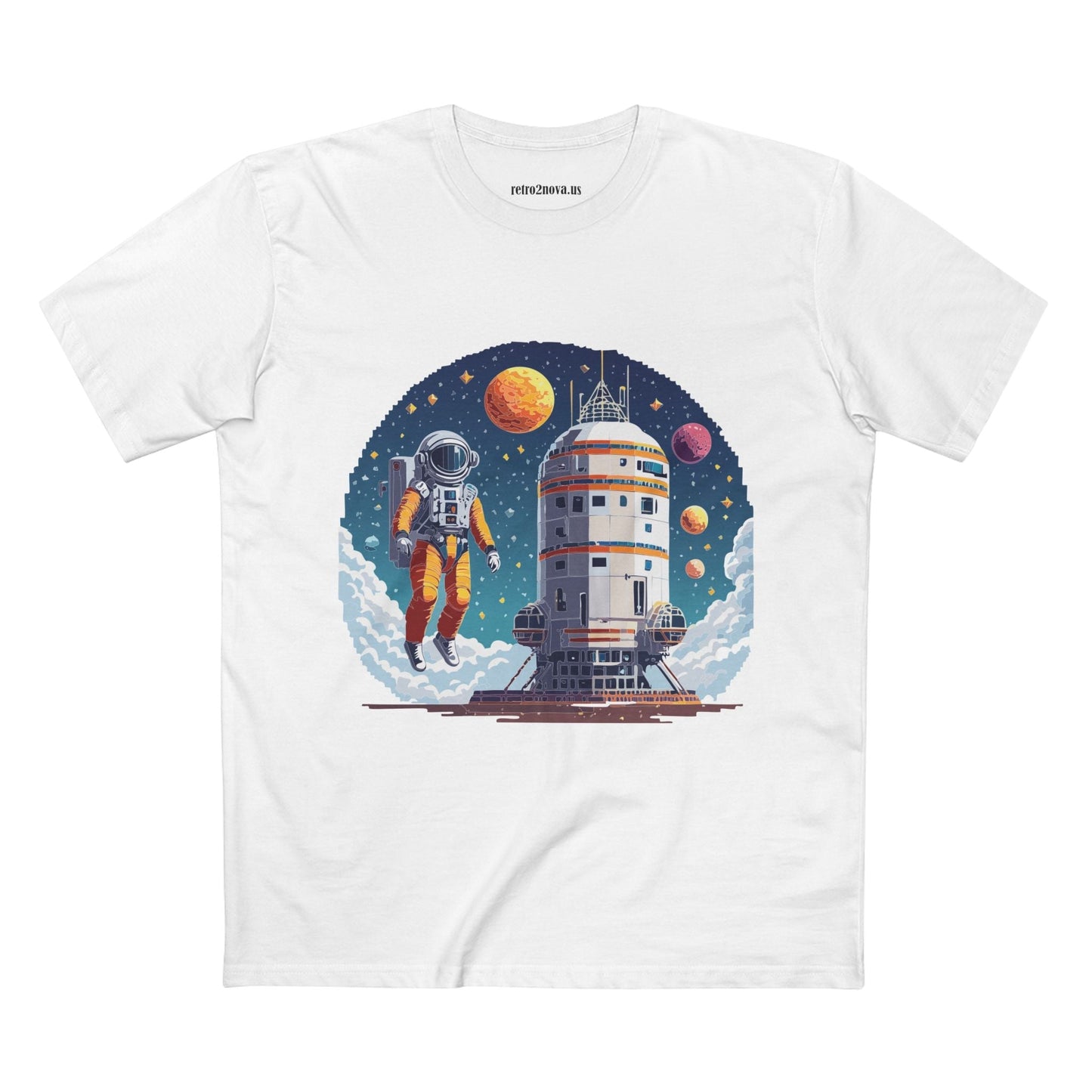 Cosmos Astronaut Shirt Unisex Premium Cotton Tee With Original Art By Retro2Nova Design