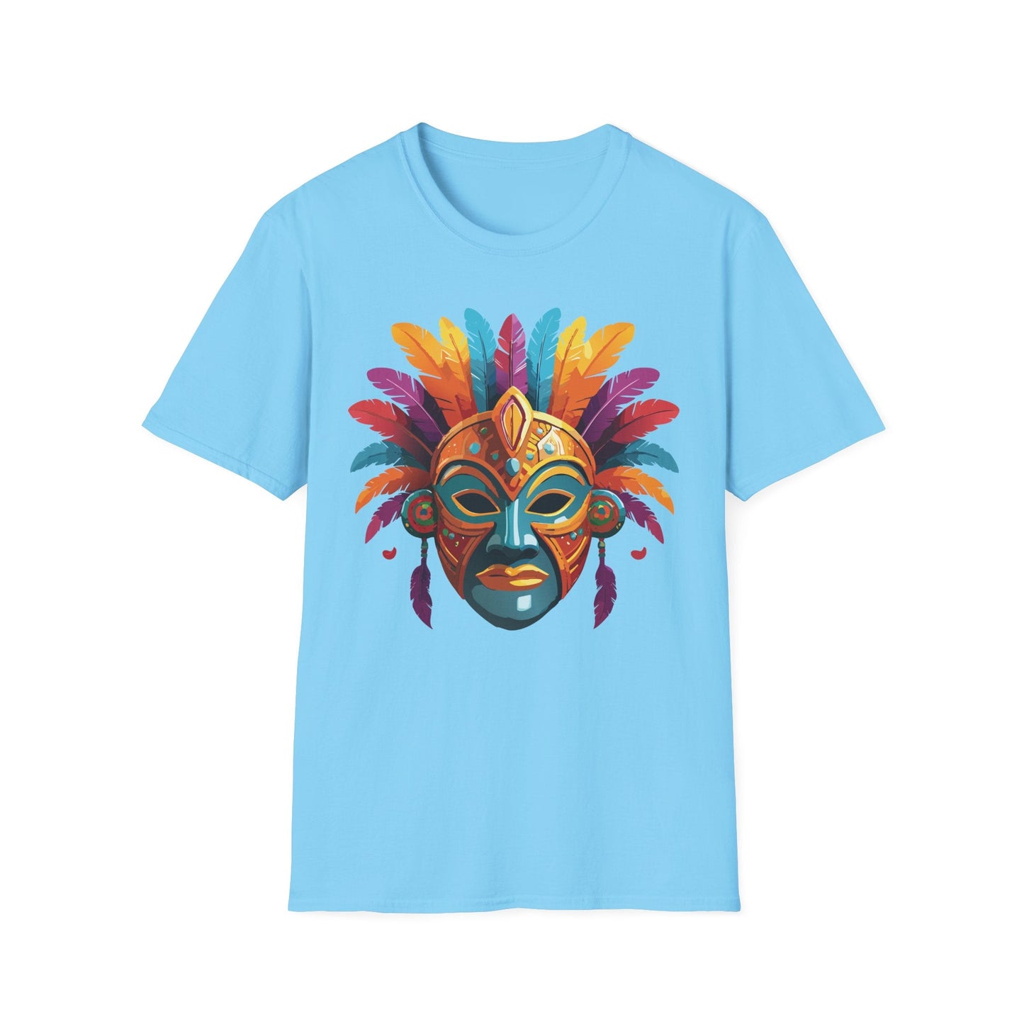 Unisex Gildan Mask T Shirt Softstyle 64000 With Art Design Lightweight Cotton Tee