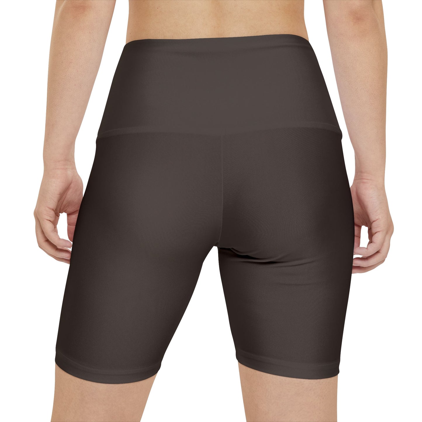 Taupe Women's High-Waist Workout Shorts — Seamless Biker Activewear