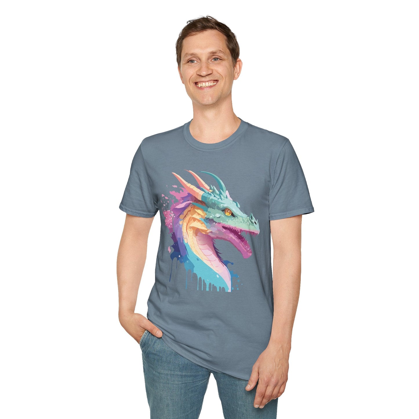 Dragon Graphic Tee Unisex Short Sleeve Dragon Shirt With Animal Design Gildan SoftStyle 64000