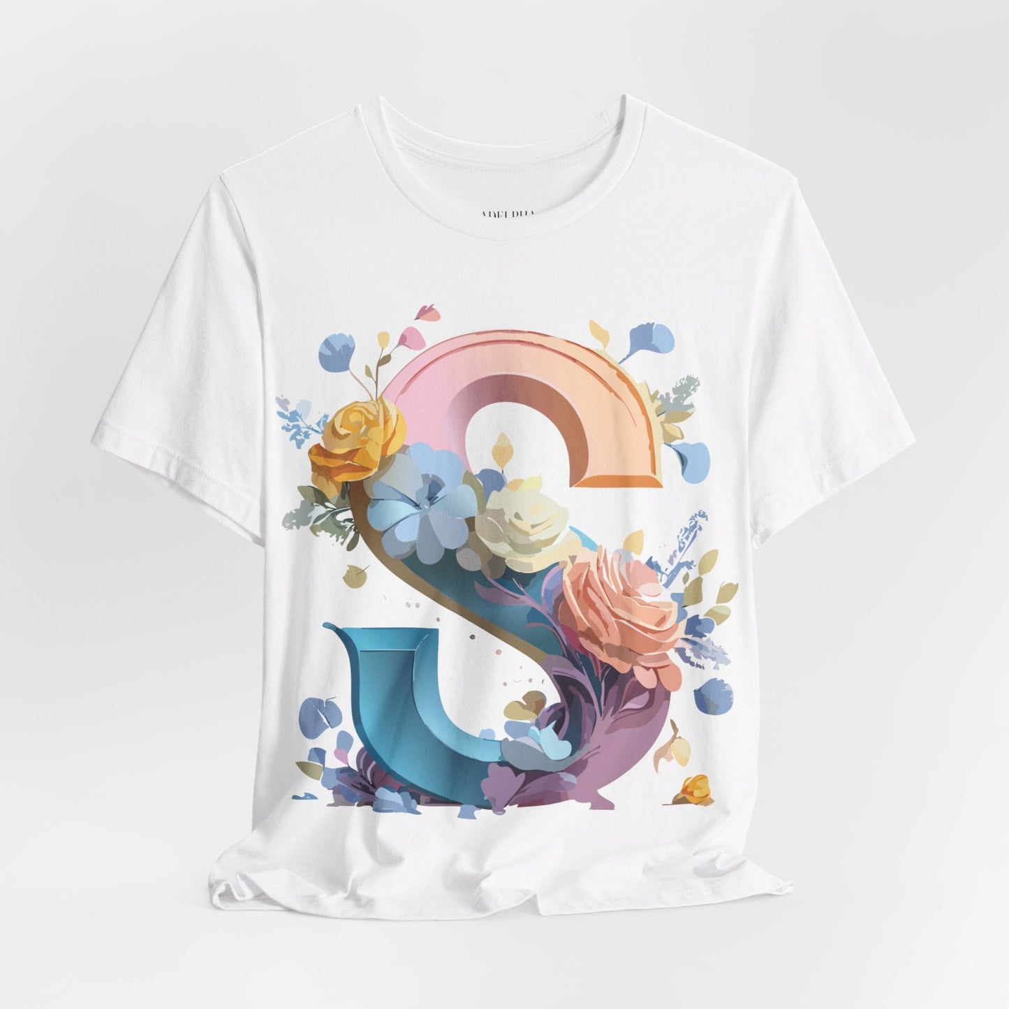 Letter S Graphic Tee Unisex Short Sleeve Shirt Adelpha Vintage Inspired Art Design