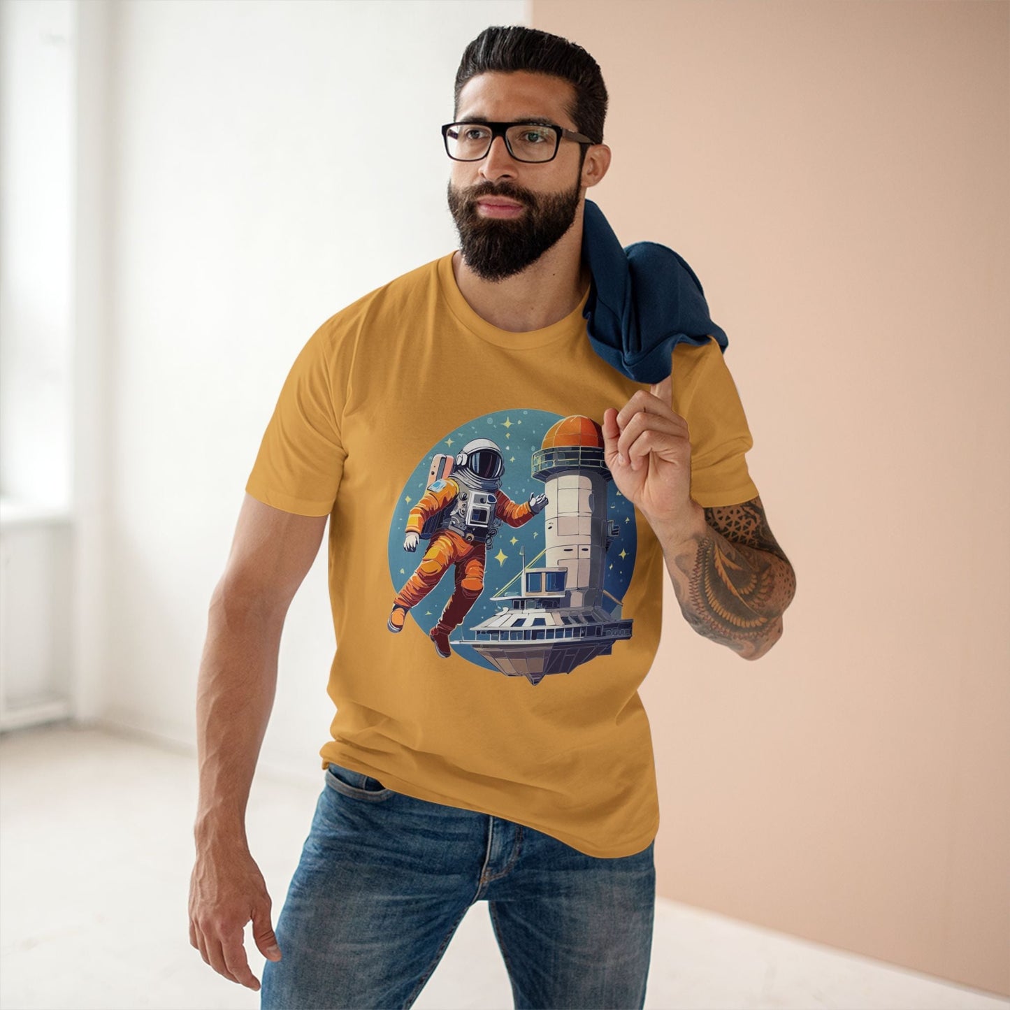 Cosmos Astronaut Shirt Unisex Premium Cotton Tee With Original Art Design Retro2Nova CS11