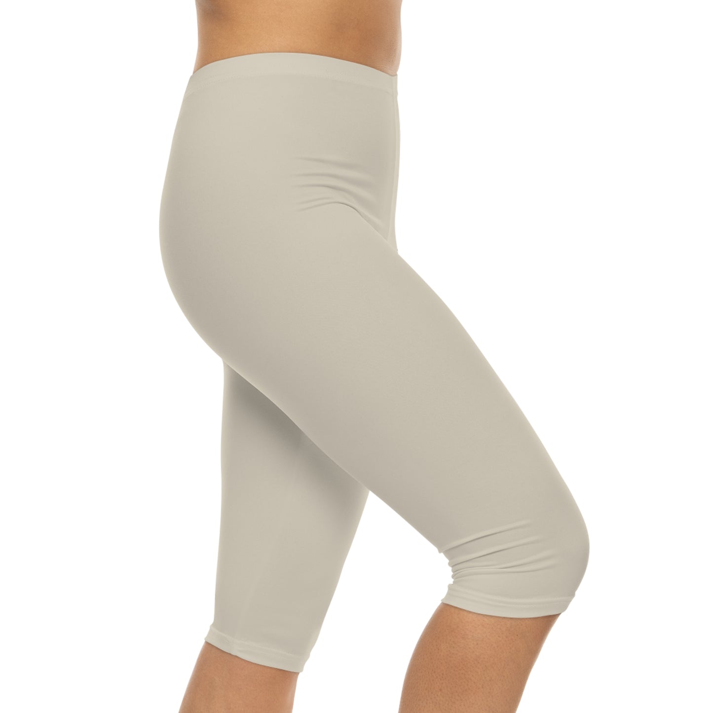 Bone Color Women's Brushed Suede Poly Span Casual Capri Leggings XS-2XL