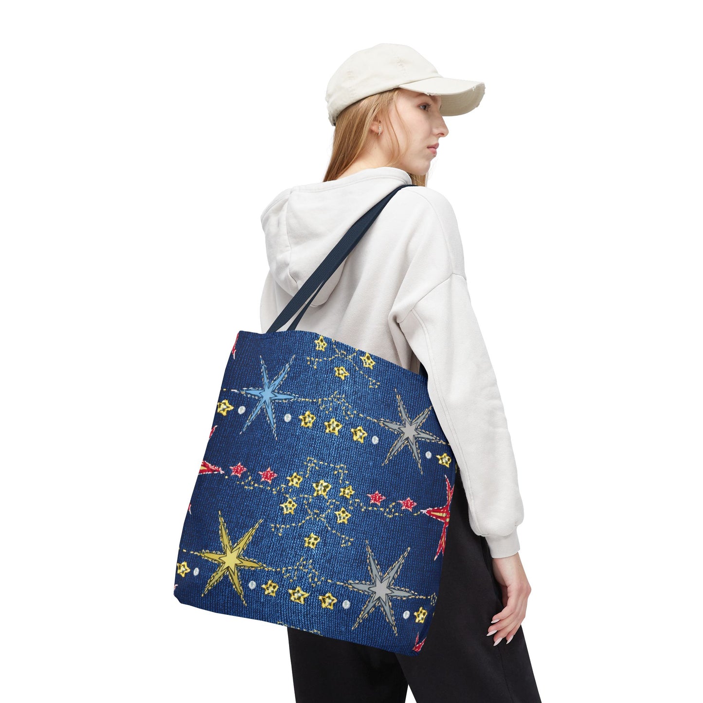 Denim Fabric Imitation Print Unisex Canvas Bag Poly Spun 3 Sizes Tote Bag 181