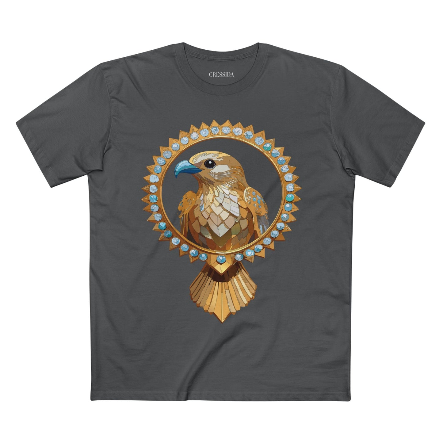 Bird Graphic Unisex 100 Cotton Tee With Unique Animal Golden Medallion Art Design 18