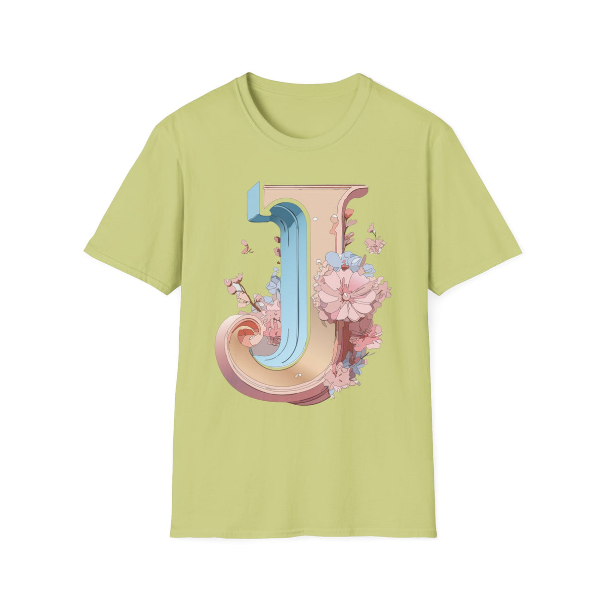 Floral Letter J T-Shirt | Botanical Monogram Tee