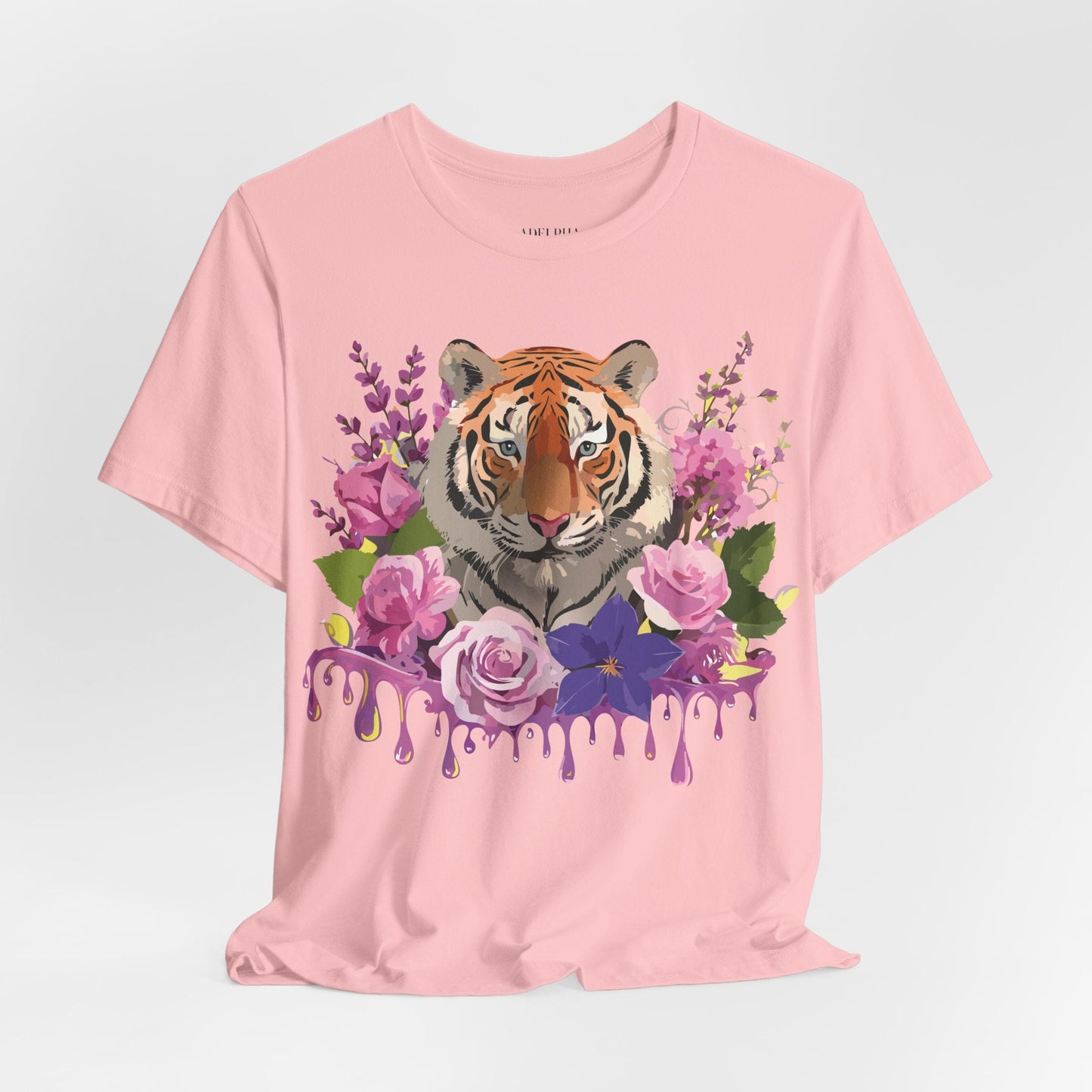 Tiger Graphic Tee Unisex Short Sleeve Vintage Inspired Art Design By Adelpha Premium