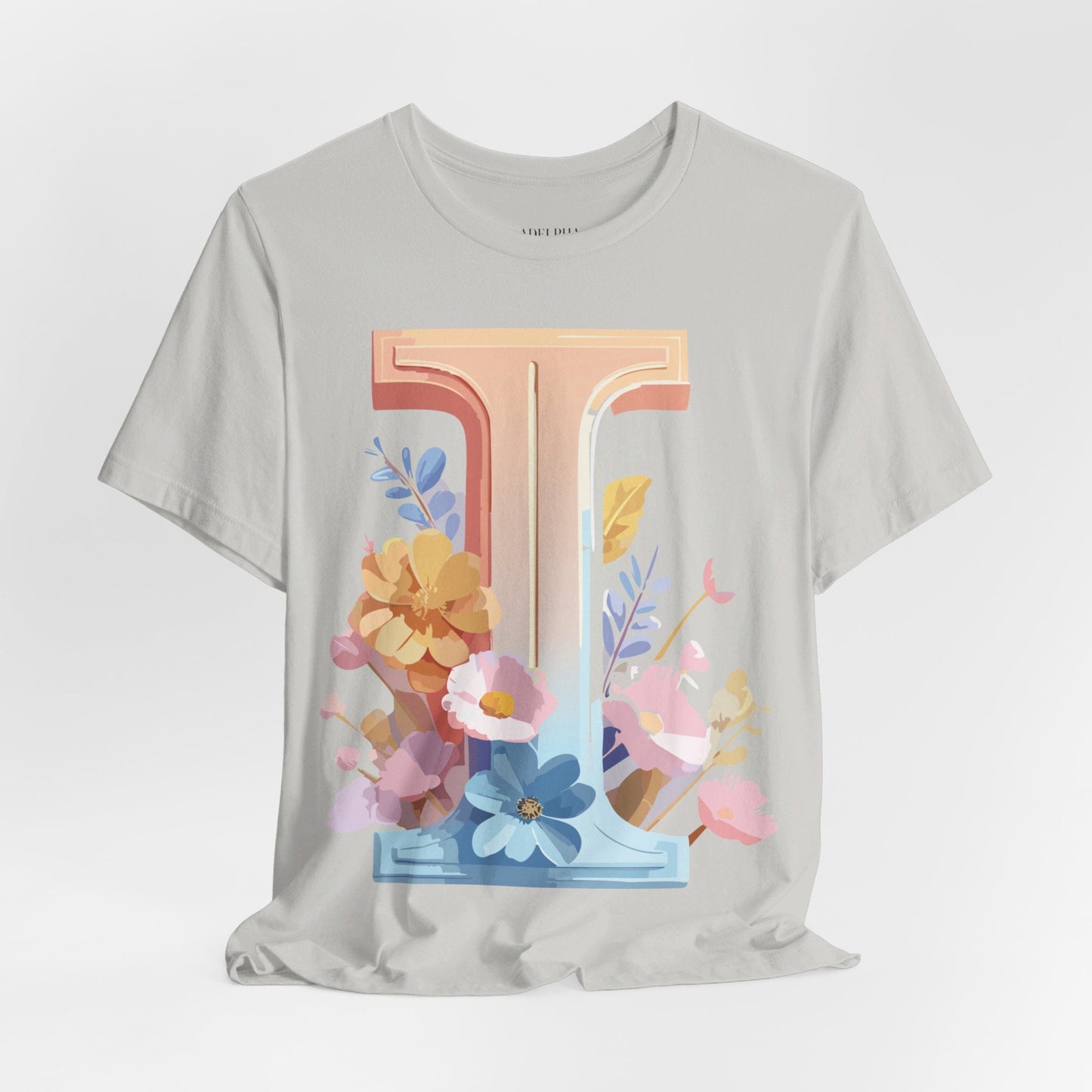 Vintage Inspired Letter I Shirt Unisex Graphic Tee Short Sleeve by Adelpha Premium