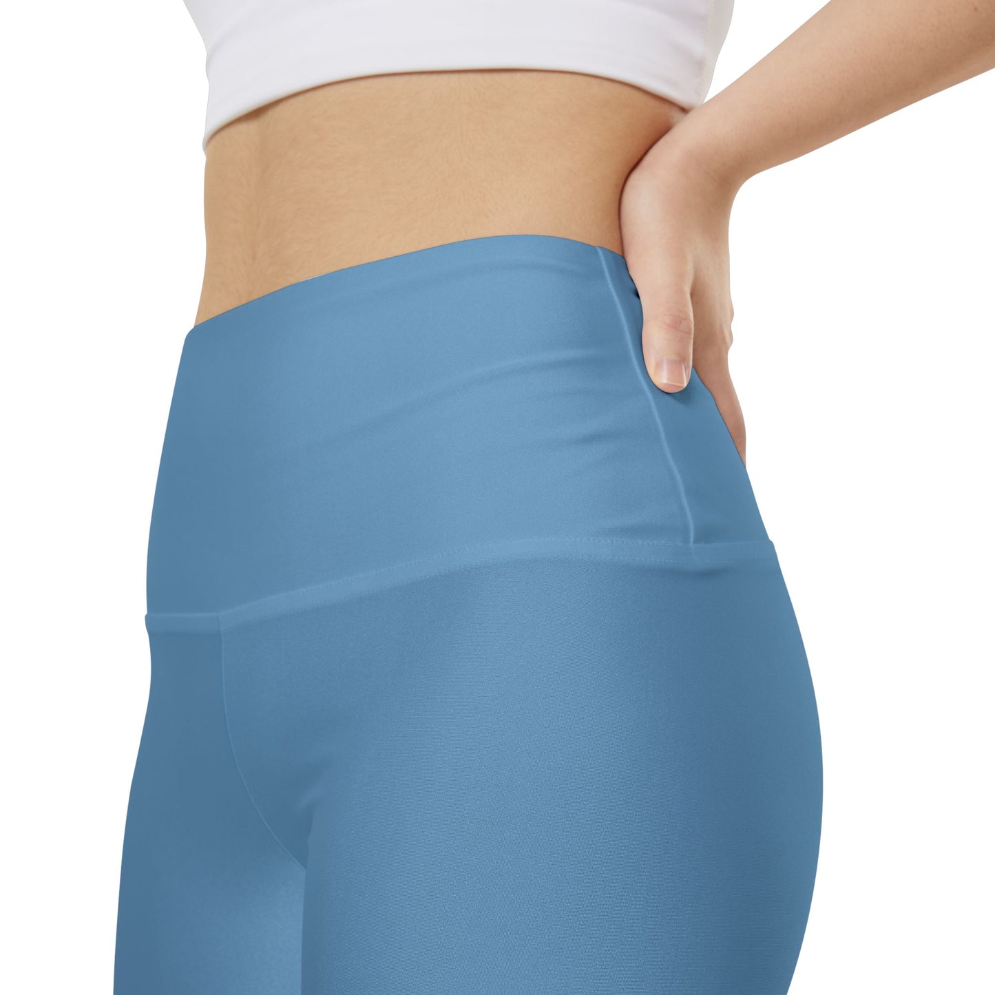 Steel Ice Blue Women's Workout Shorts — Solid High-Waist Biker Shorts for Exercise & Everyday Wear