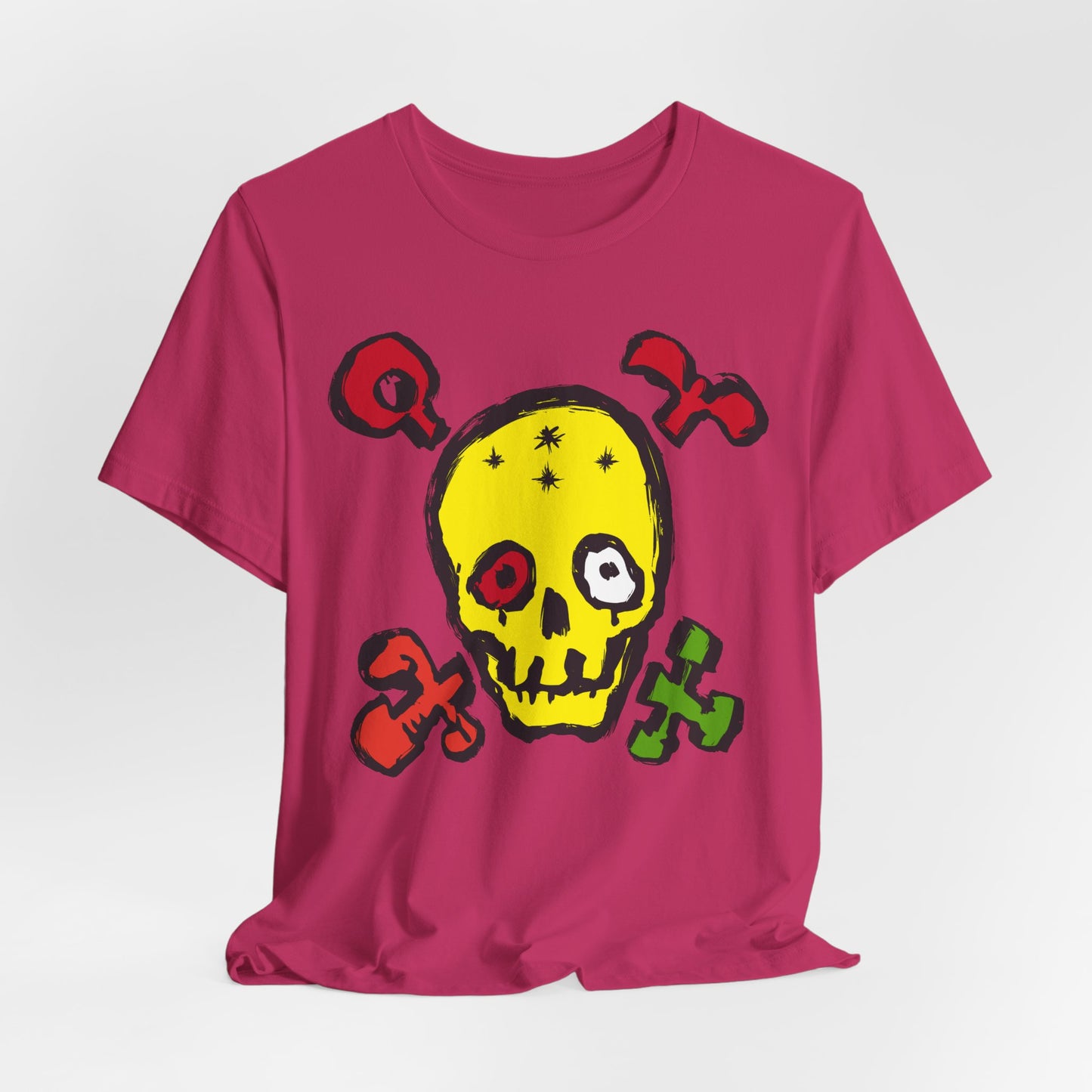 Yellow Skull Graphic Design Tee, Skull Shirt, Vintage Tees, Art Design T-Shirt, Vintage Graphic Tee, Art Shirts with Skulls
