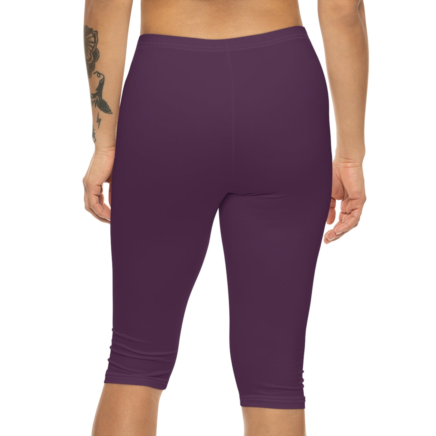 Berry Cream Color Women's Brushed Suede Poly Span Casual Capri Leggings XS-2XL