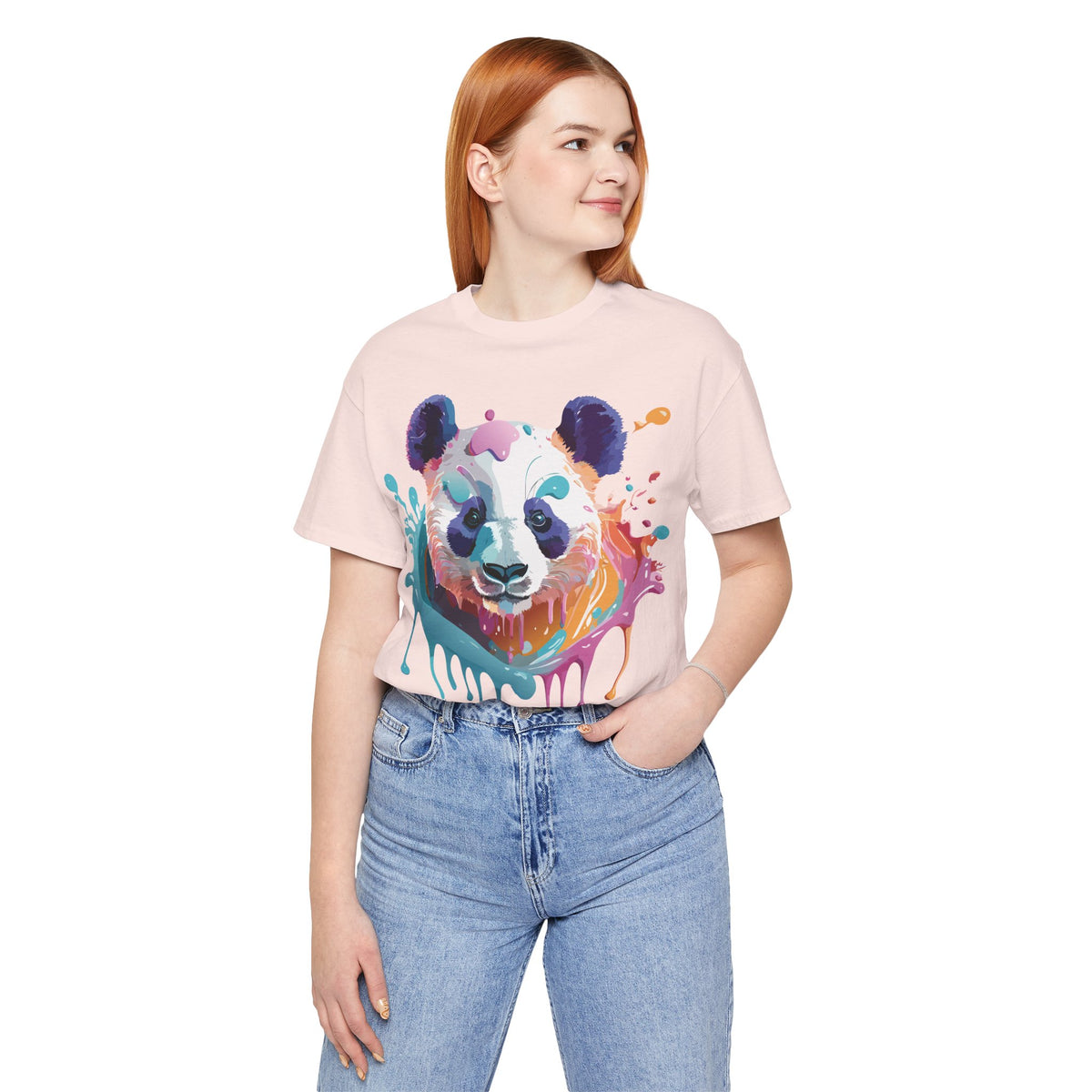 Panda Graphic Unisex Cotton Bella+Canvas Tee with Art Animal Design e145