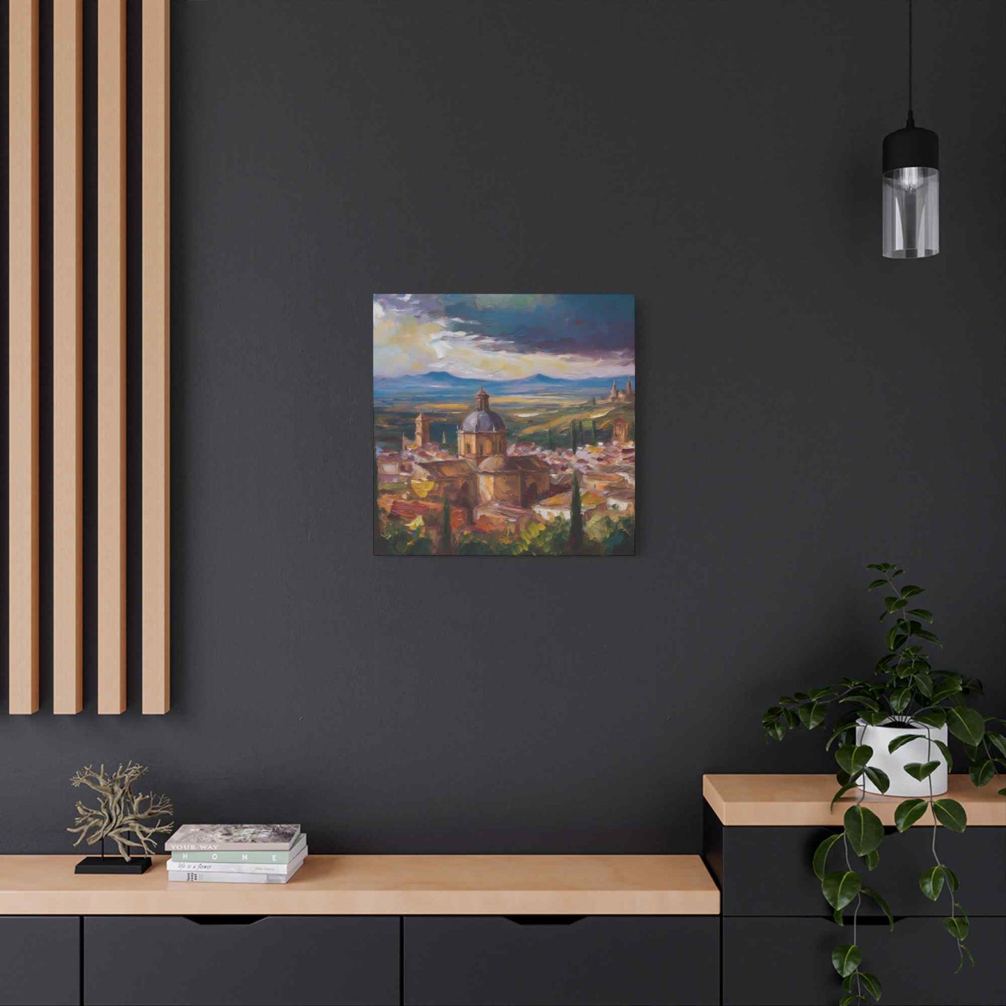 Spanish City Print Canvas, Oil Paint Print 20x20, 24x24, 30x30, 32x32, 36x36 Art Design Print Pine-Wood Inner Frame MC-56