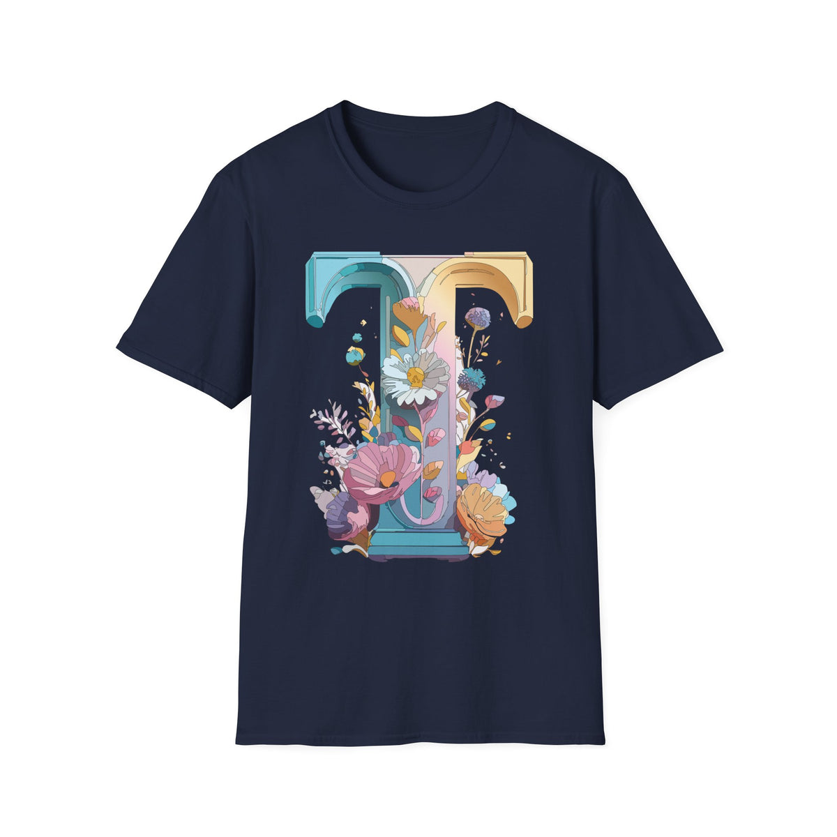 Floral Letter T Monogram T-Shirt | Botanical Initial Tee
