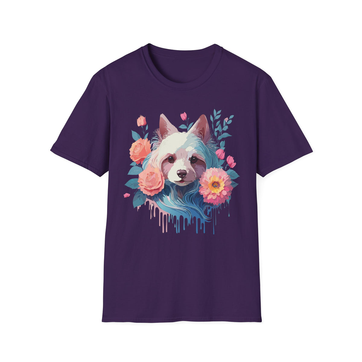 Watercolor Floral Dog Face T-Shirt | Floral Puppy Tee, Cute Pet Portrait Shirt
