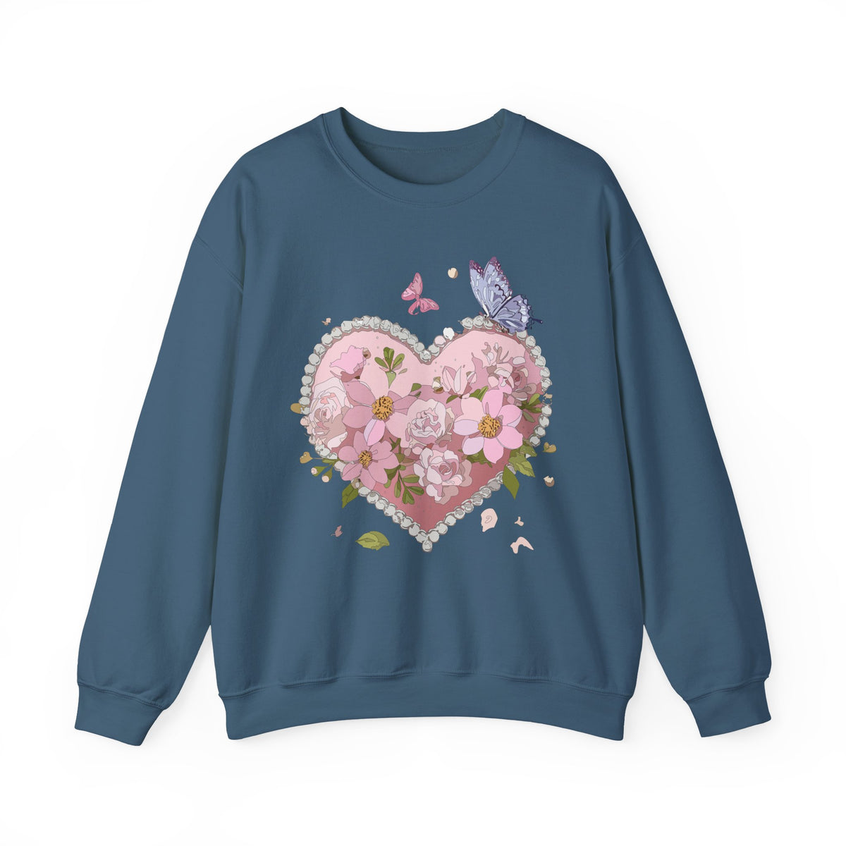 Floral Heart Love Graphic Valentine's Day Sweatshirt Unisex 50/50 Cotton-Poly Sweatshirt w28