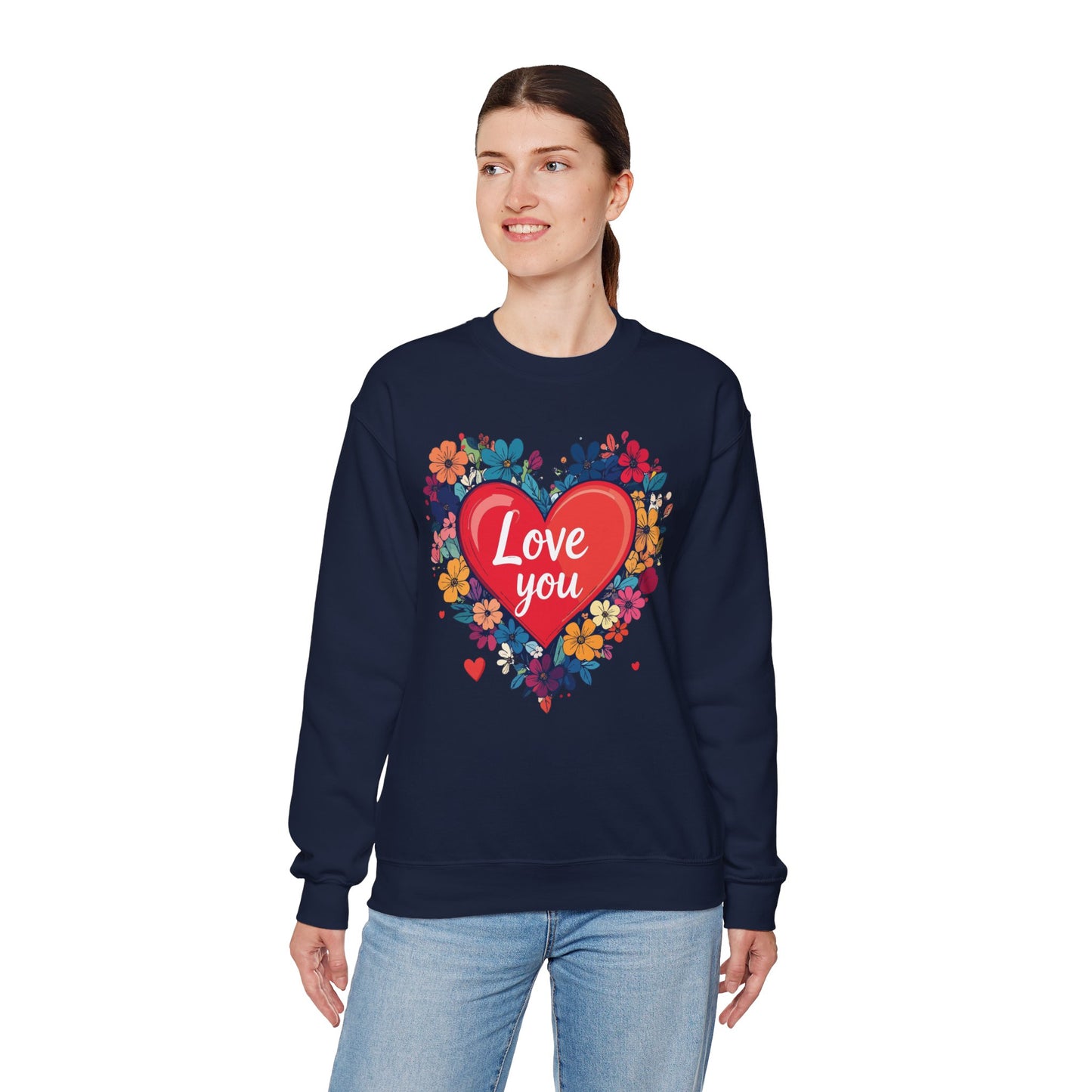 Big Heart Sweatshirt, Floral Heart Sweatshirt, Floral Love Sweatshirt, Valentine's Day Sweatshirt, Heart Floral Sweatshirt 107