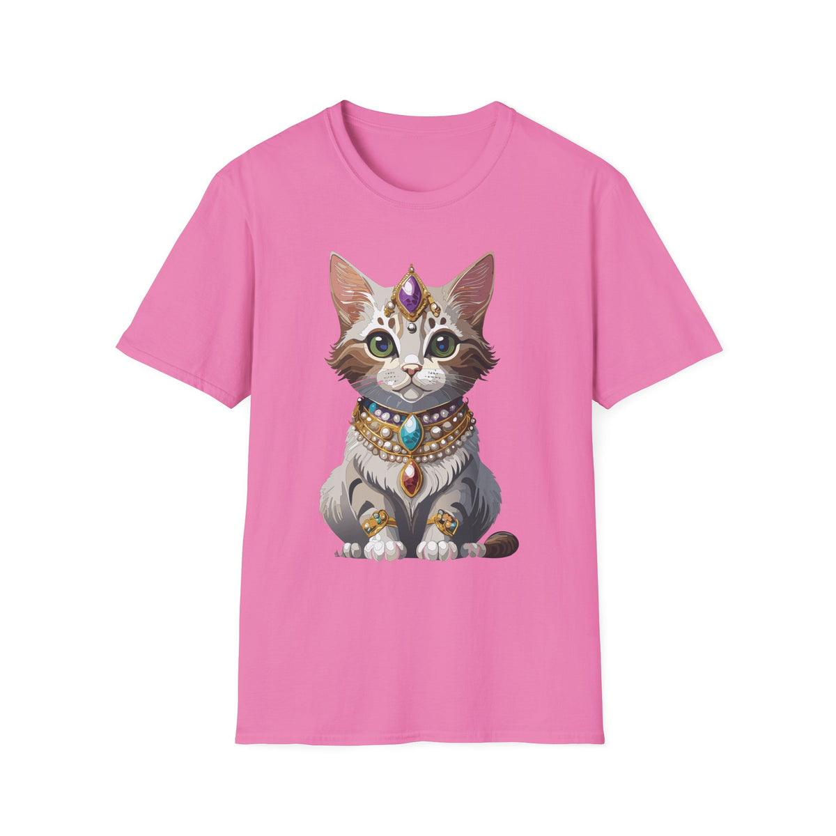 Jeweled Cat Portrait T-Shirt | Regal Kitty Illustration