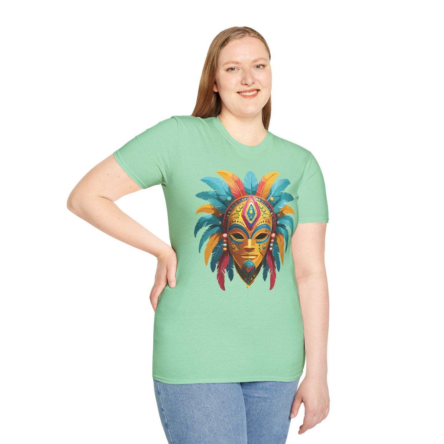 Unisex Mask Tee Shirt Masquerade Design Softstyle Gildan 64000 Comfortable Cotton Tee