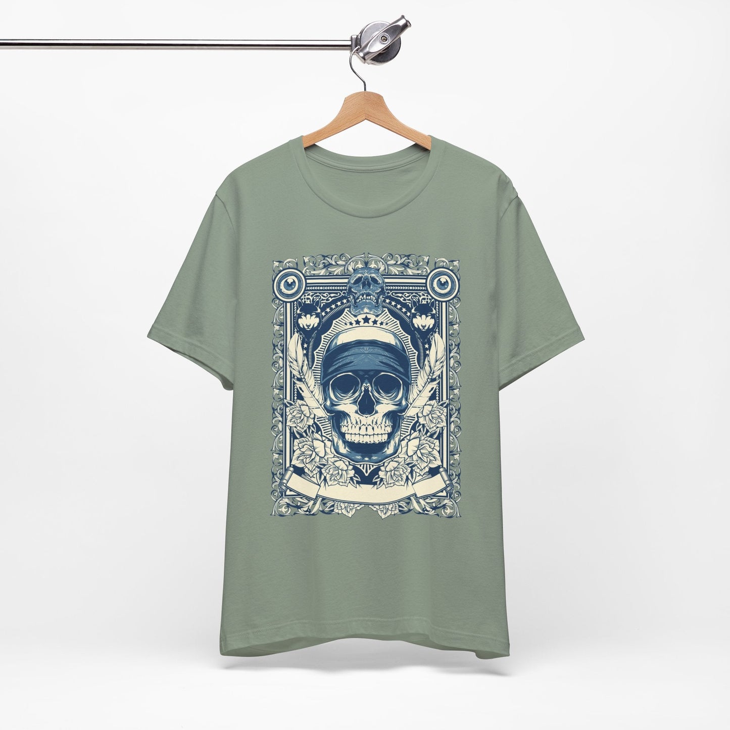 Skull Crown Graphic Tee Vintage Ornate Skull Illustration Rock Band T-Shirt