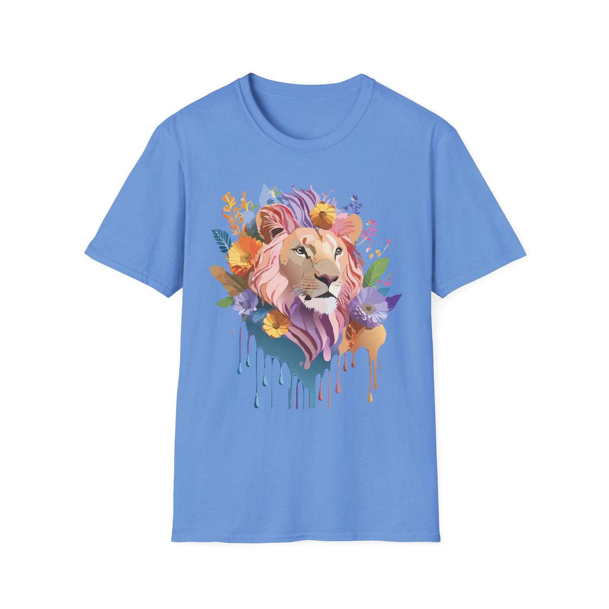 Floral Watercolor Lion T-Shirt | Colorful Lion Portrait Tee