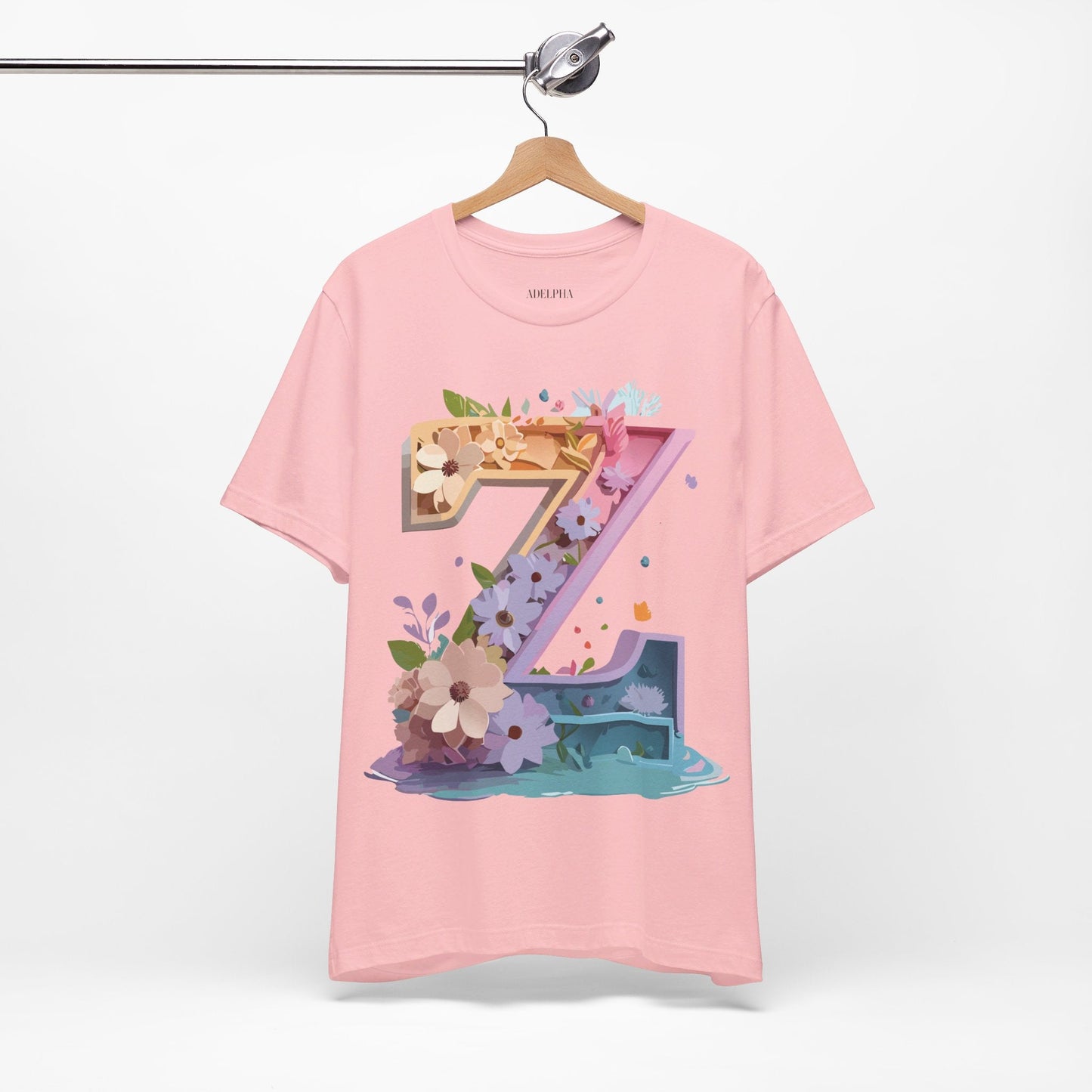 Letter Z Shirt Unisex Graphic Tee By Adelpha Vintage Inspired Jersey Short Sleeve