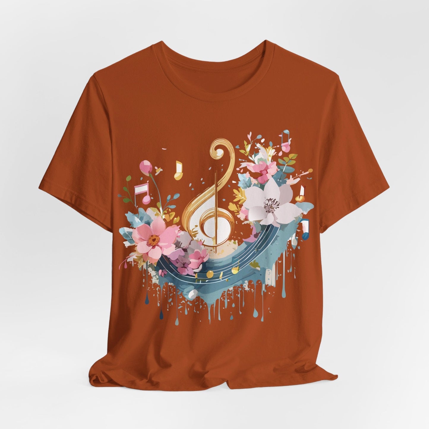 Music Graphic Unisex 100 Cotton Vintage Art with Musical Elements Tee 65
