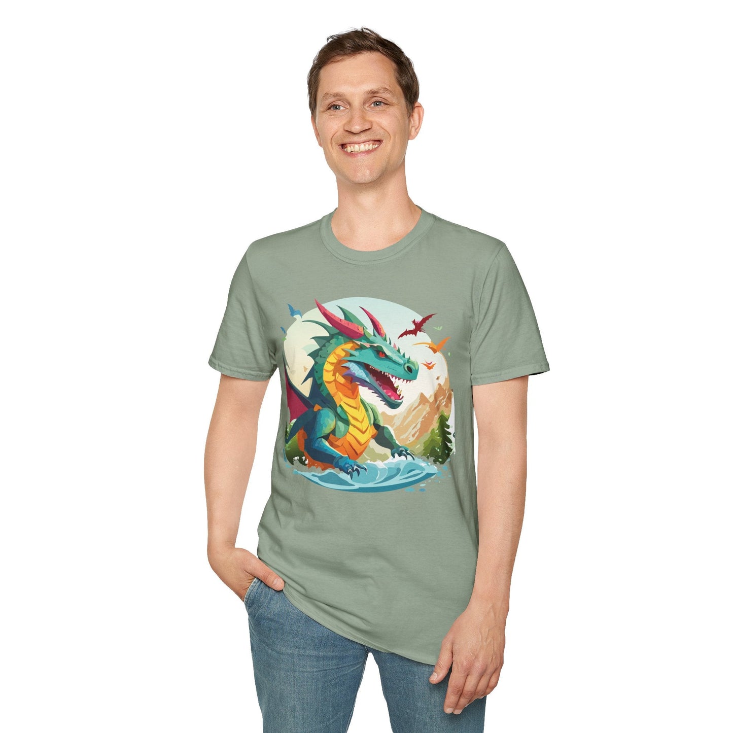 Dragon T Shirt Unisex Animal Tee Softstyle 64000 Premium 100 Percent Ring Spun Cotton