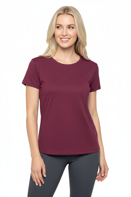 Vintage Berry Women's Sports Jersey Short Sleeves 100% Poly Solid Berry Color Print Athletic Tee