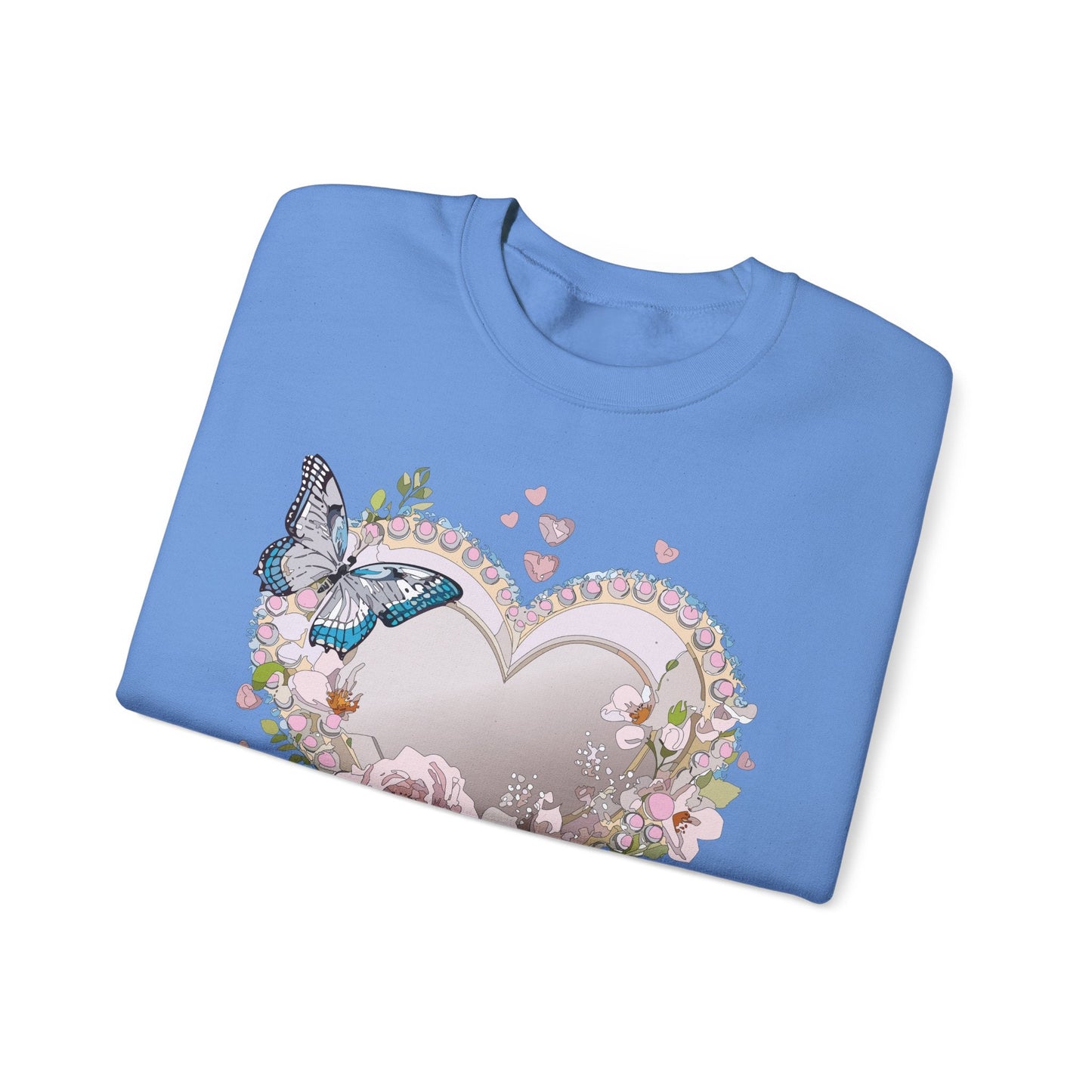 Unisex Floral Heart Sweatshirt For Valentines Day With Floral Love Print Crewneck Heavy Blend