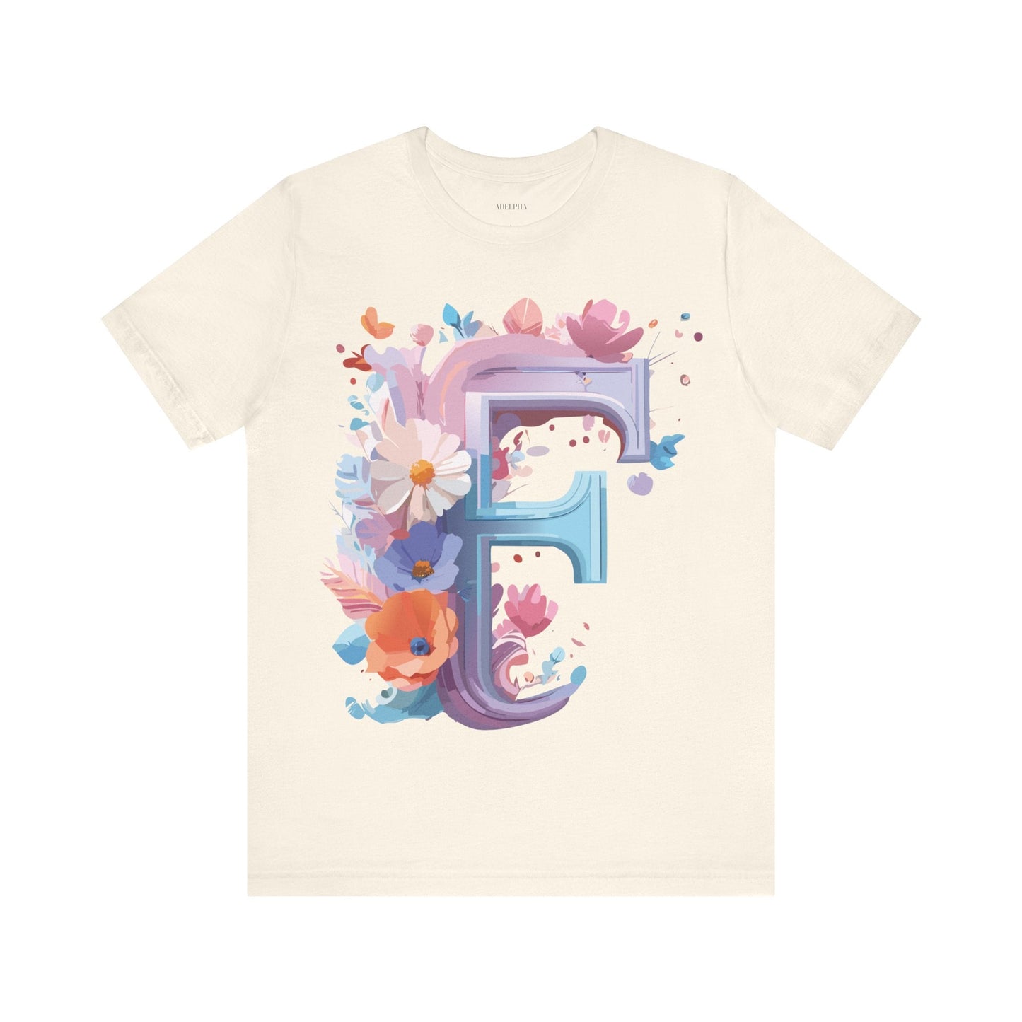 Letter F Graphic Tee Unisex Vintage Style Shirt Featuring Adelpha Artwork Premium Short Sleeve
